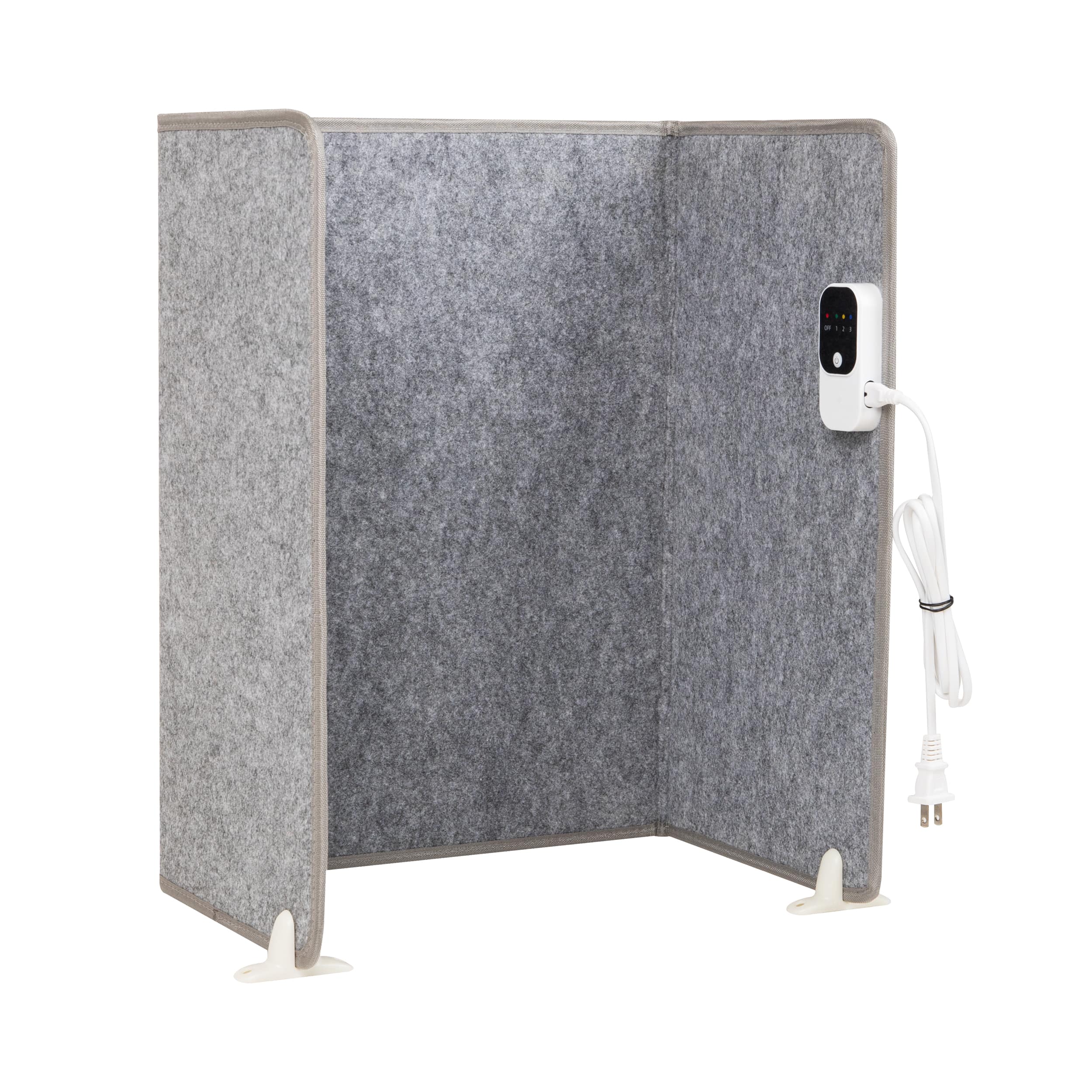 Mind Reader Under Desk Space Heater, Foldable Electric Foot Warmer Panel with Thermostat, Timer & Auto Shut Off, Portable Heater for Office or Home, Fabric, Gray