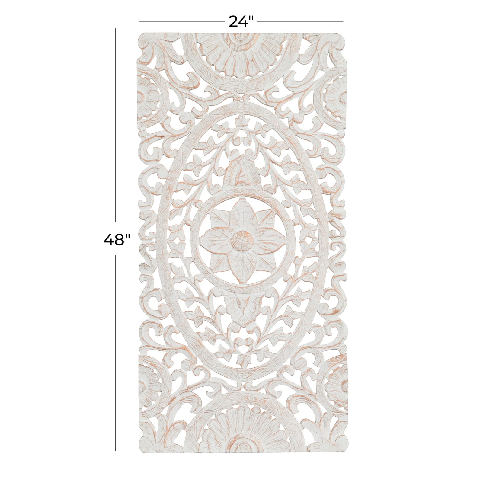 White Wood Traditional Wall Decor, 48" x 24"