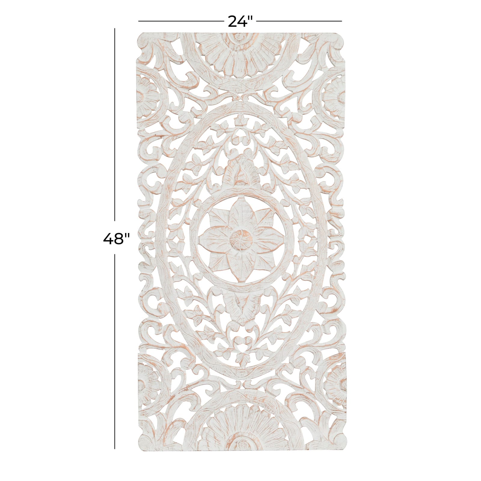 White Wood Traditional Wall Decor, 48&#x22; x 24&#x22;