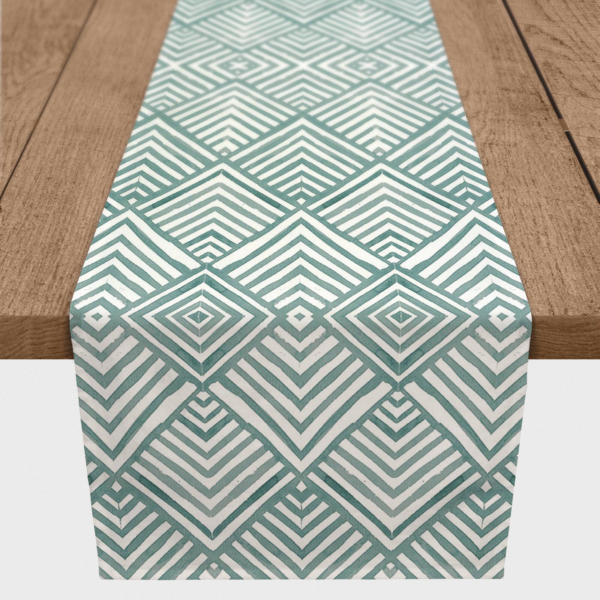 90" Watercolor Diamond Cotton Twill Runner