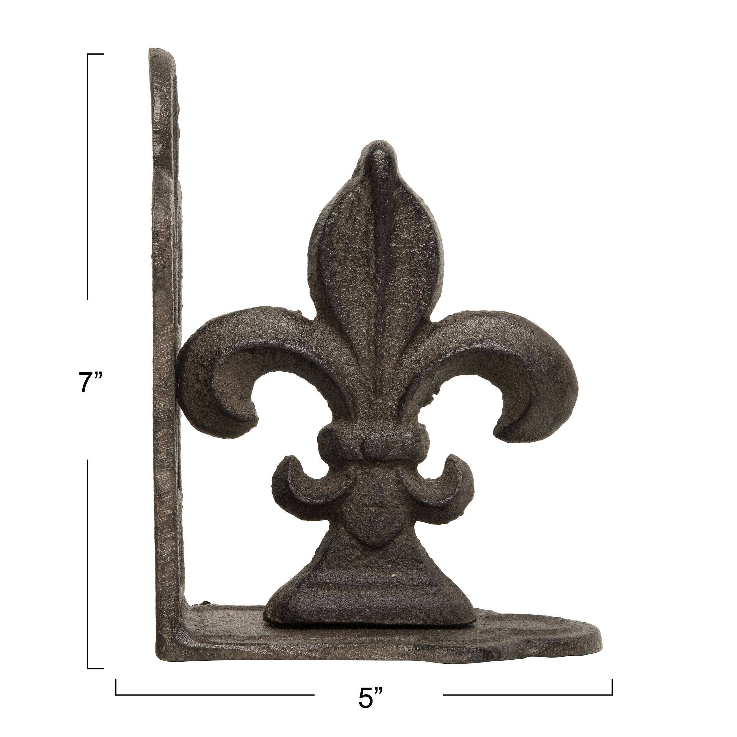 Hello Honey&#xAE; 10&#x22; Fleur de Lis Shaped Iron Bookend Set
