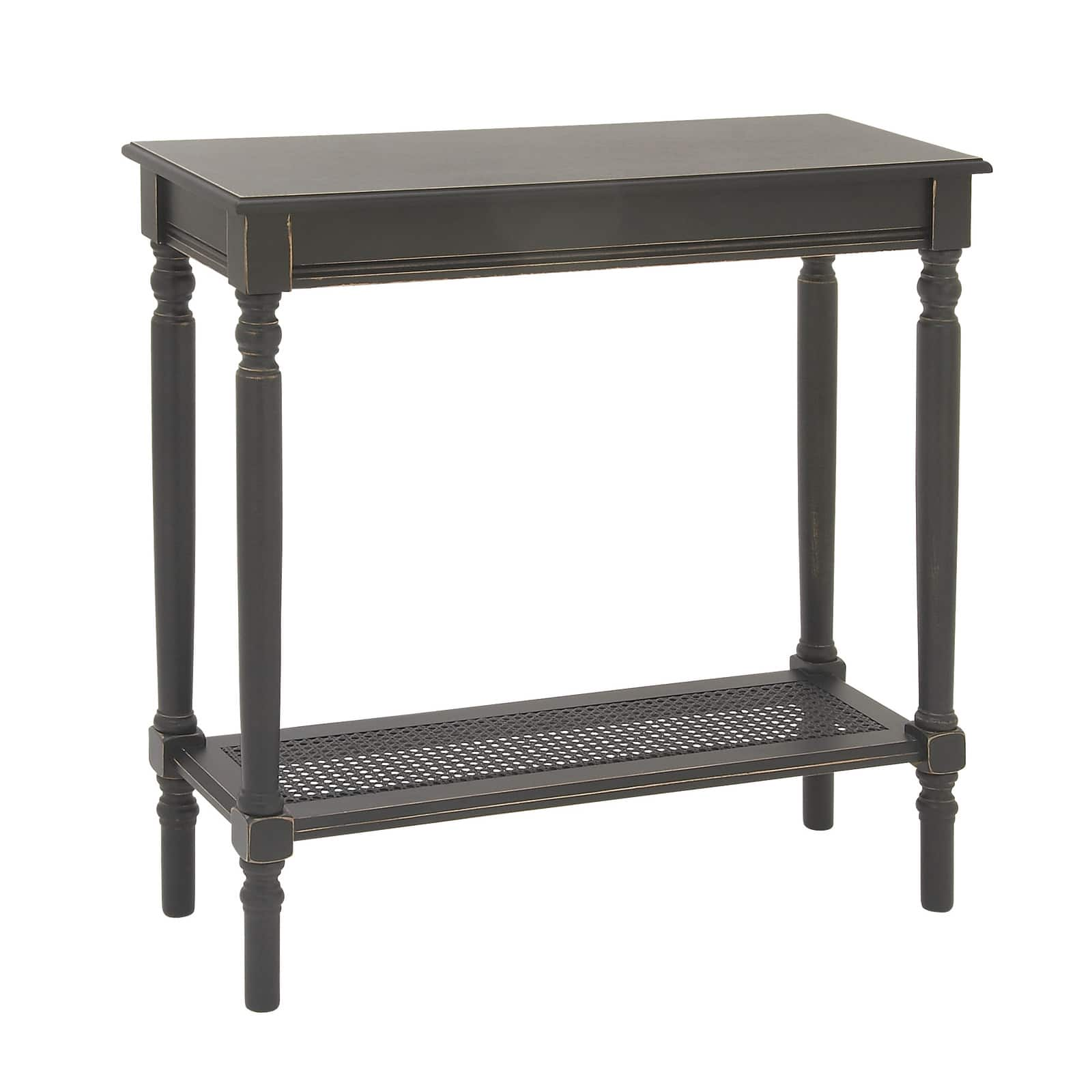 32&#x22; Black Traditional Wooden Console Table