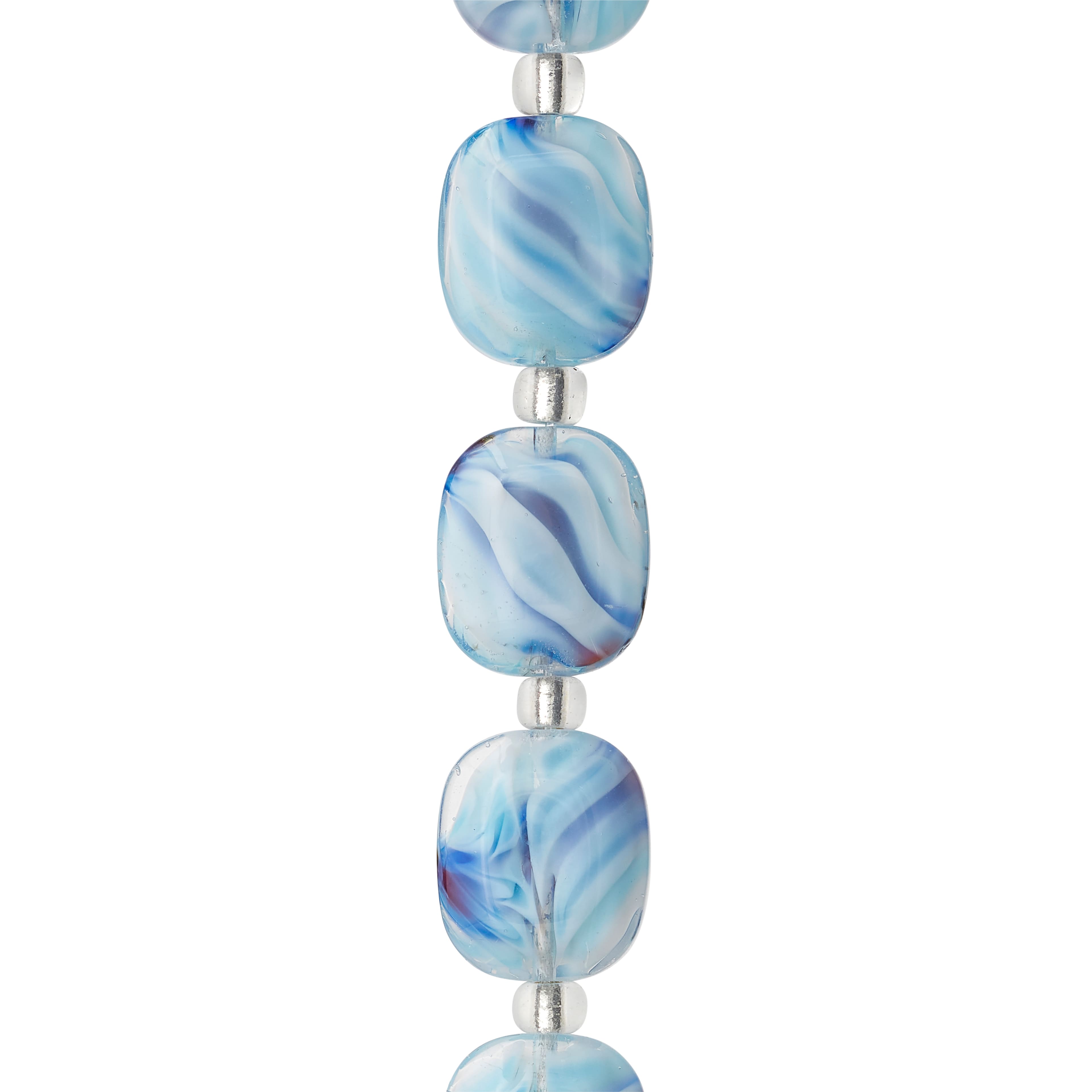 Bead Gallery Blue Swirl Glass Rectangle Beads, 14mm