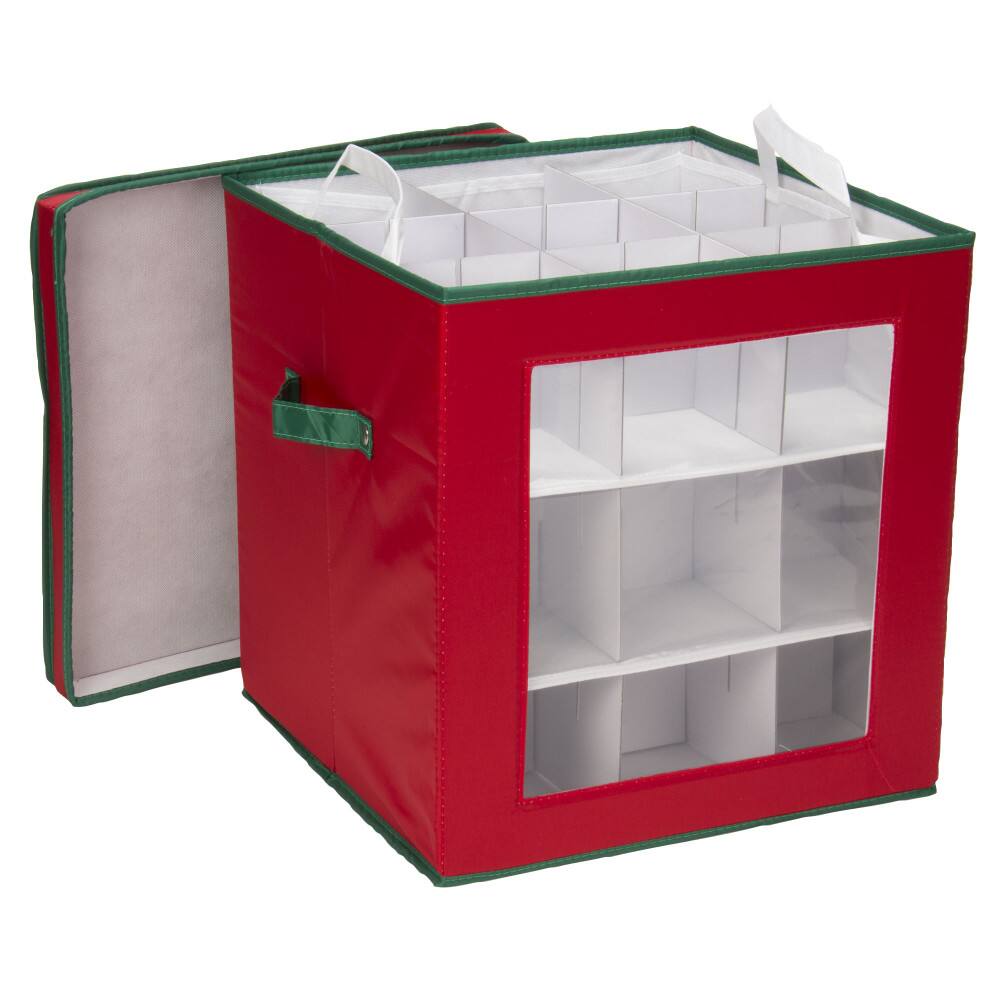 Household Essentials Red &#x26; Green Ornament Storage Box with Window