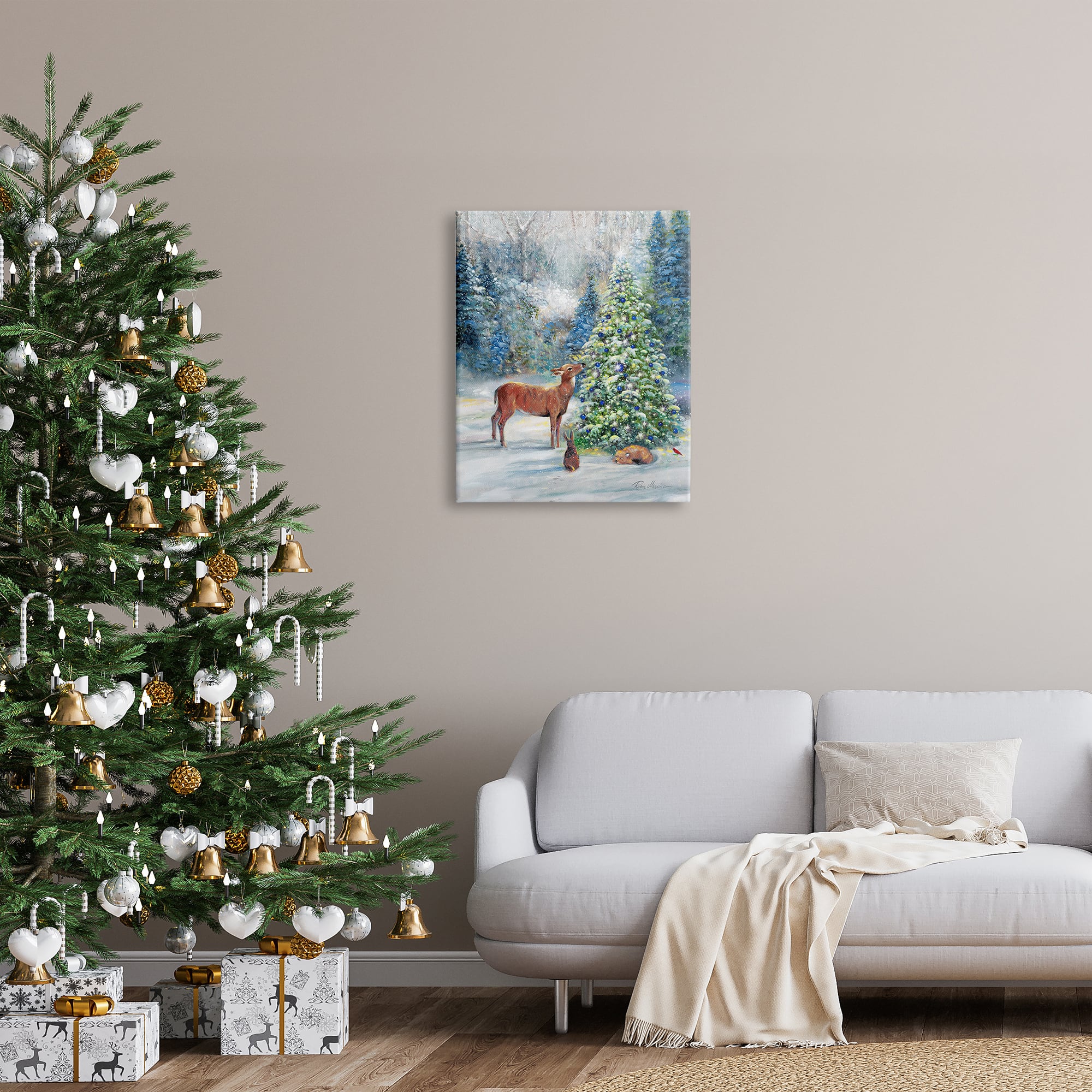 Stupell Industries Winter Woodland Animals Tree Canvas Wall Art
