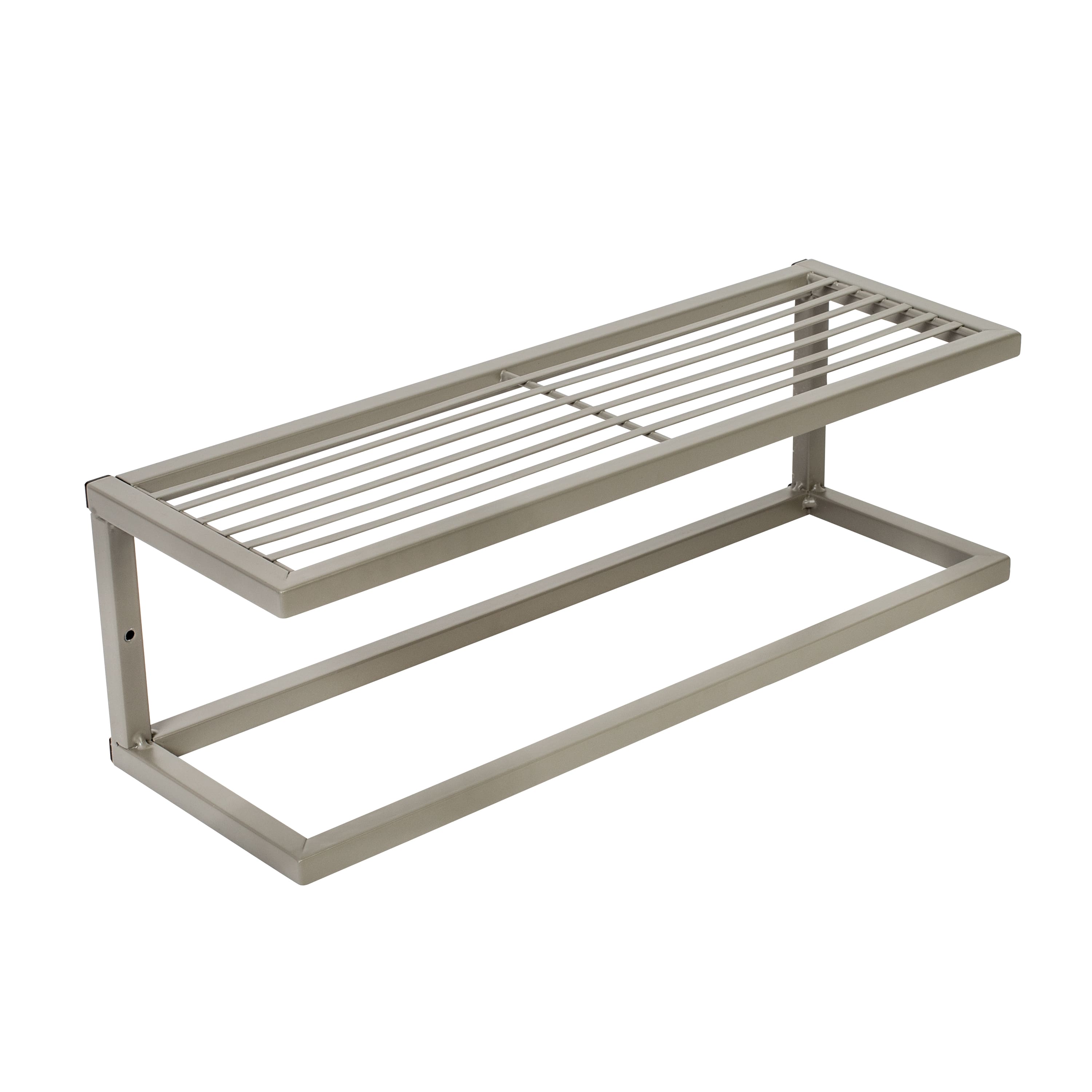 Honey Can Do Steel Bathroom Slatted Shelf with Towel Bar