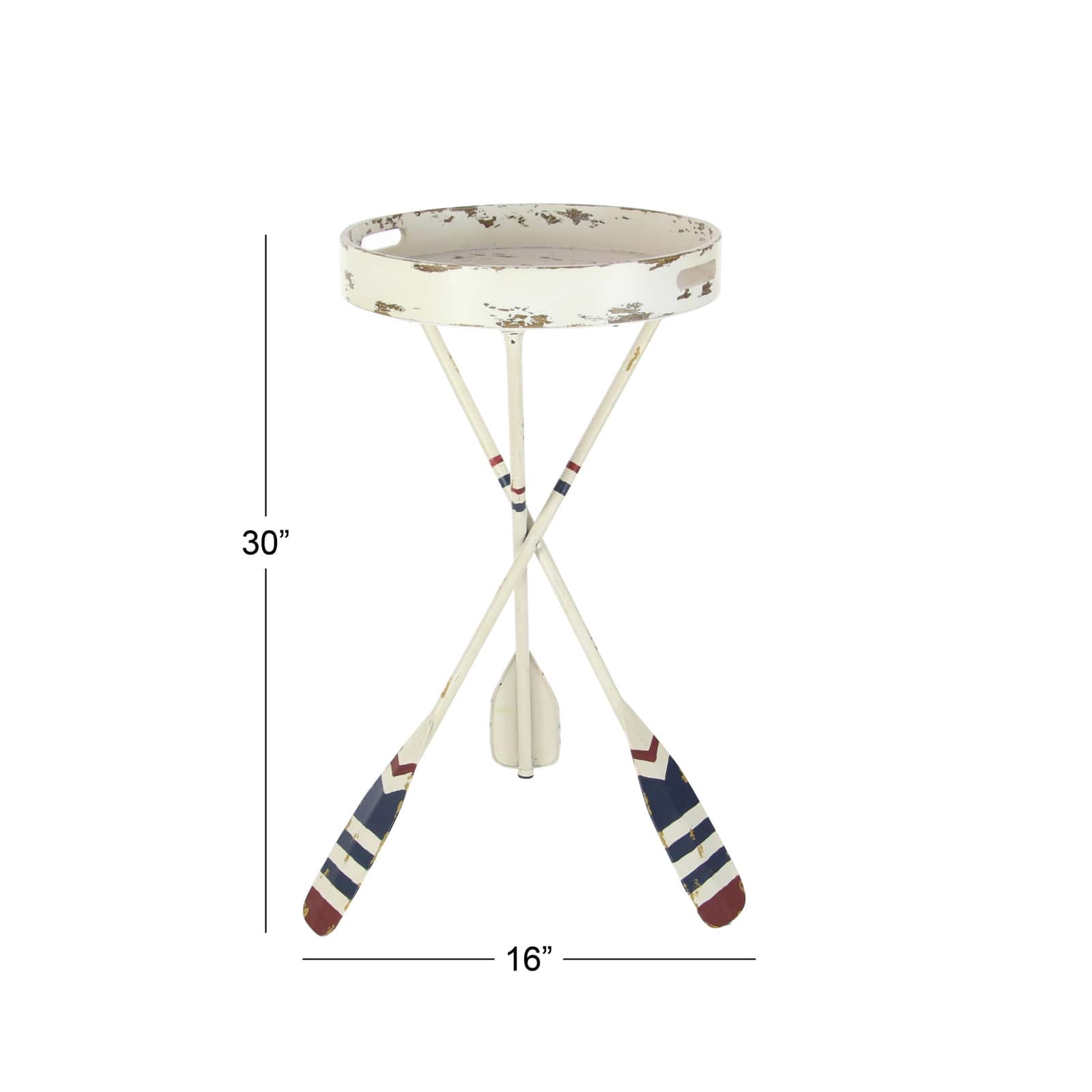 2.5ft. White Iron Coastal Accent Table