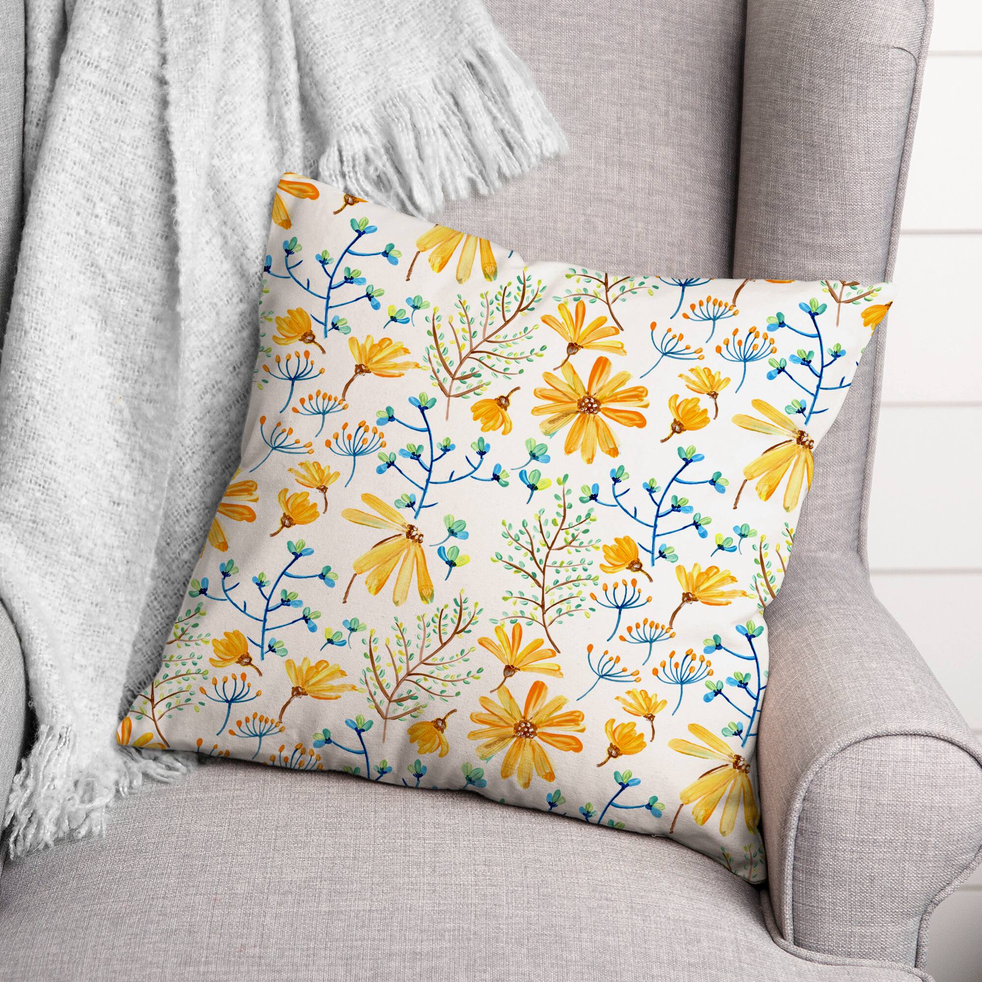 Flowers &#x26; Foliage Throw Pillow