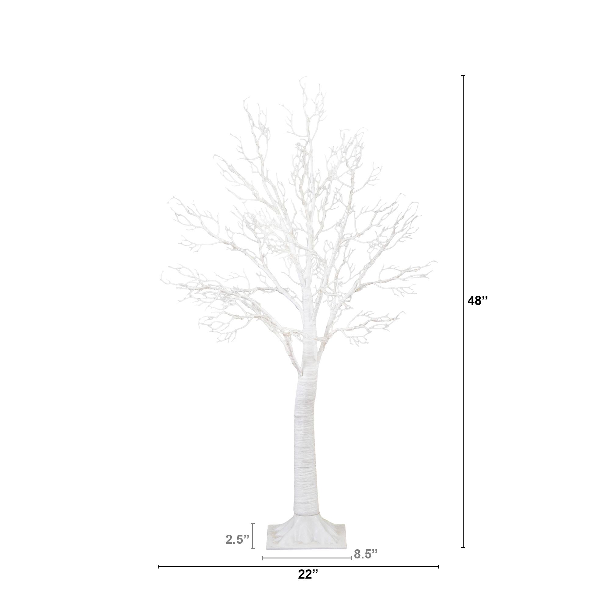 4ft. Pre-Lit White Twig Artificial Tree, Warm White LED Lights