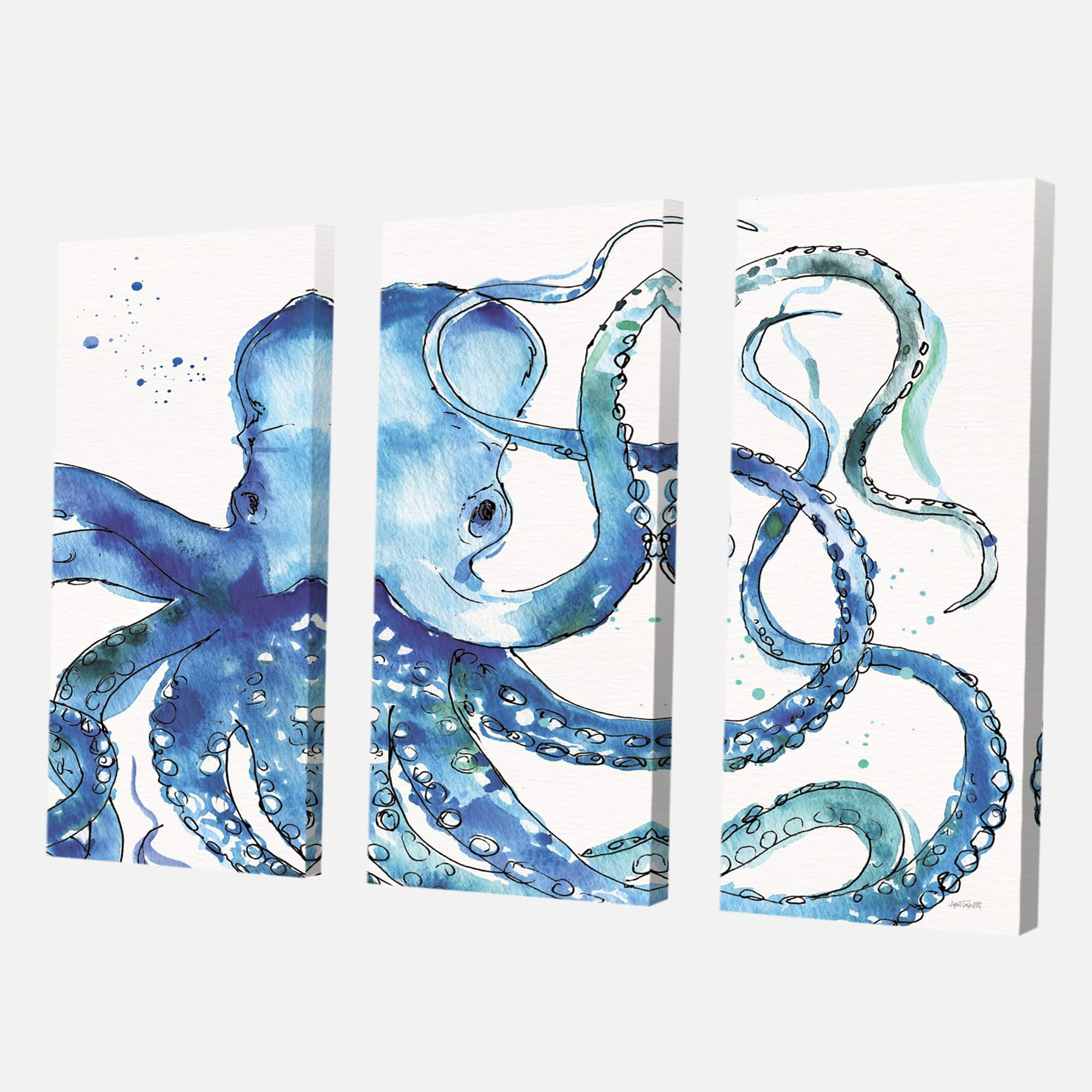 Designart - Blue Deep Sea VIII - Coastal Premium Canvas Wall Art