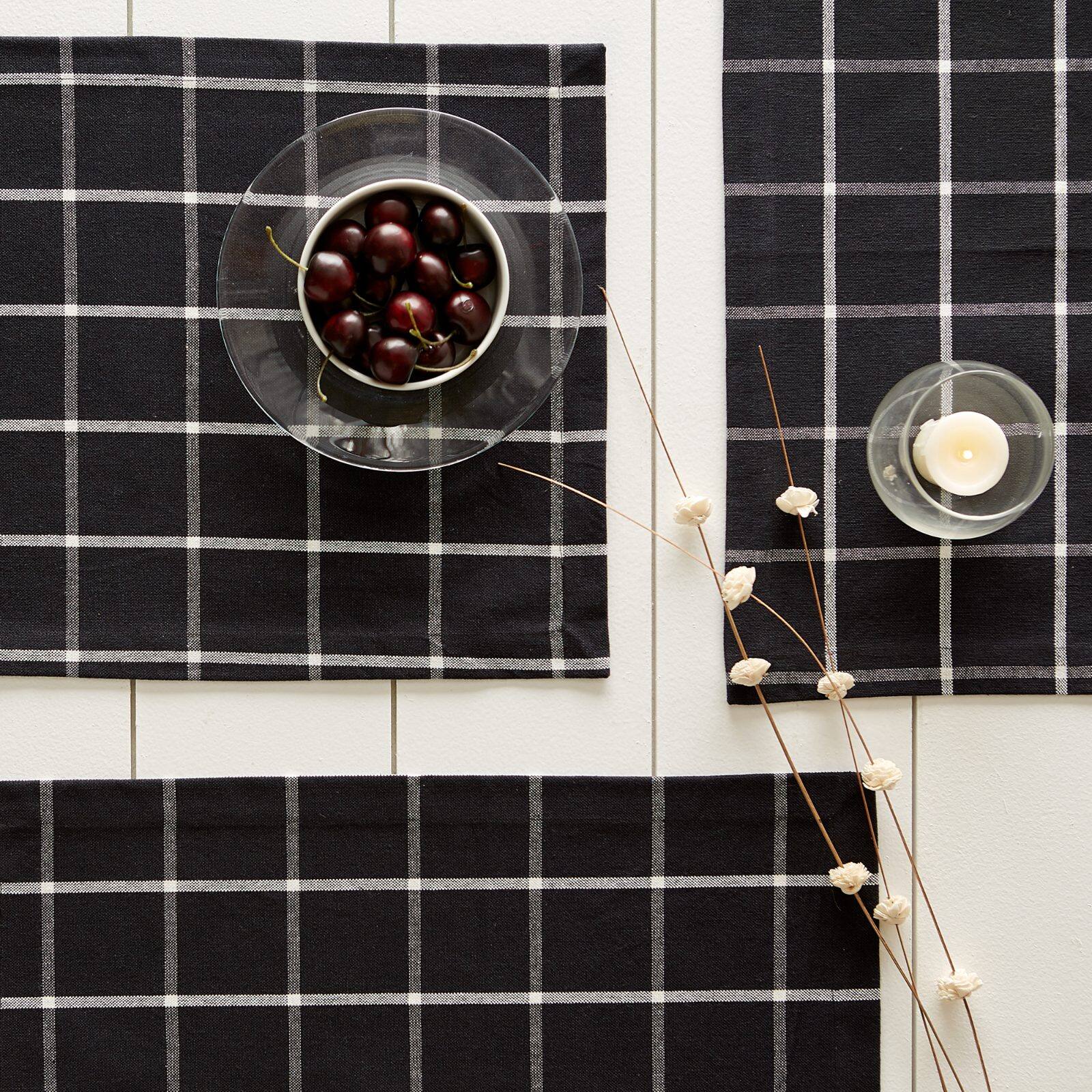 DII&#xAE; Black Check Placemats, 6ct.