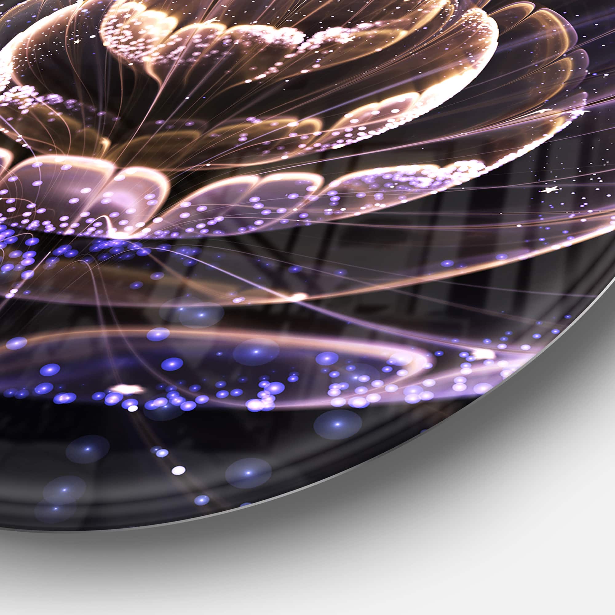 Designart - Purple Ideal Fractal Flower with Pollen' Floral Metal Circle Wall Art