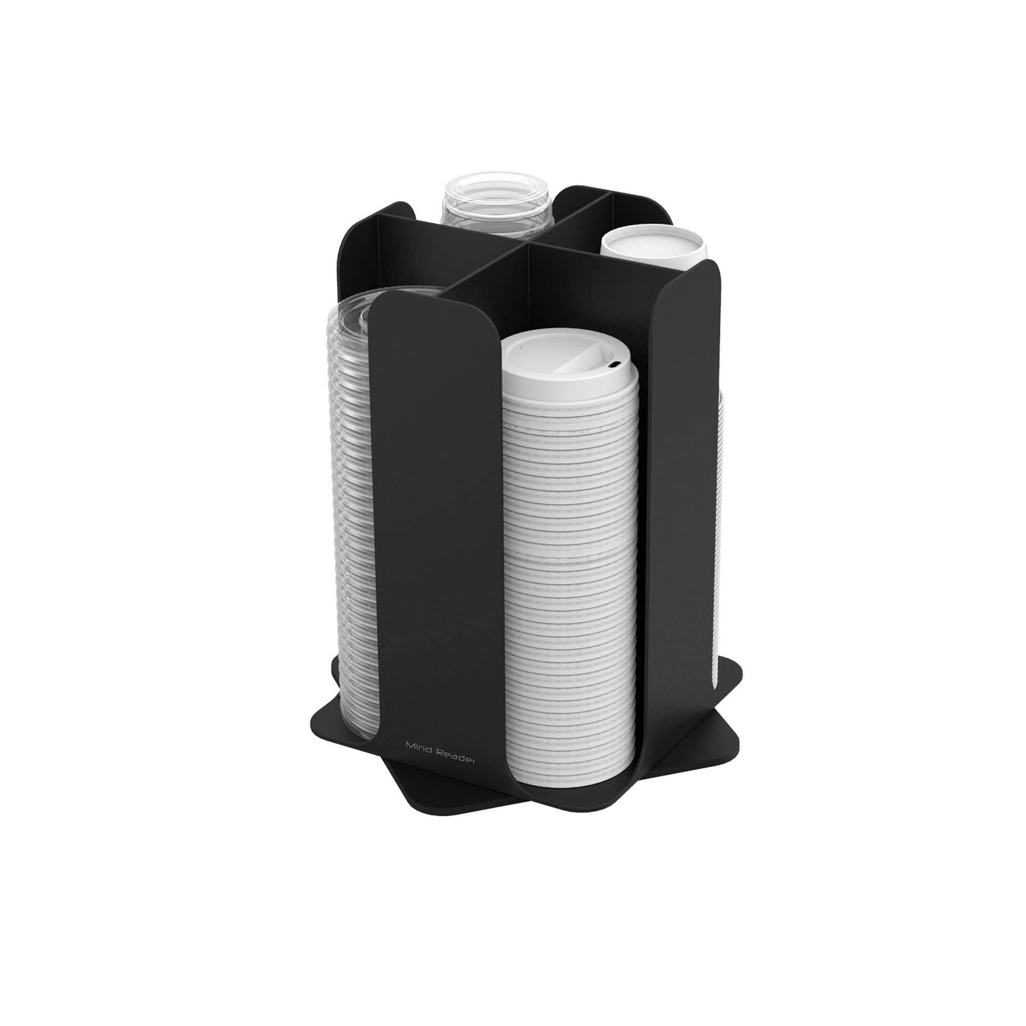 Mind Reader Black 4-Compartment Cup and Lid Organizer Carousel