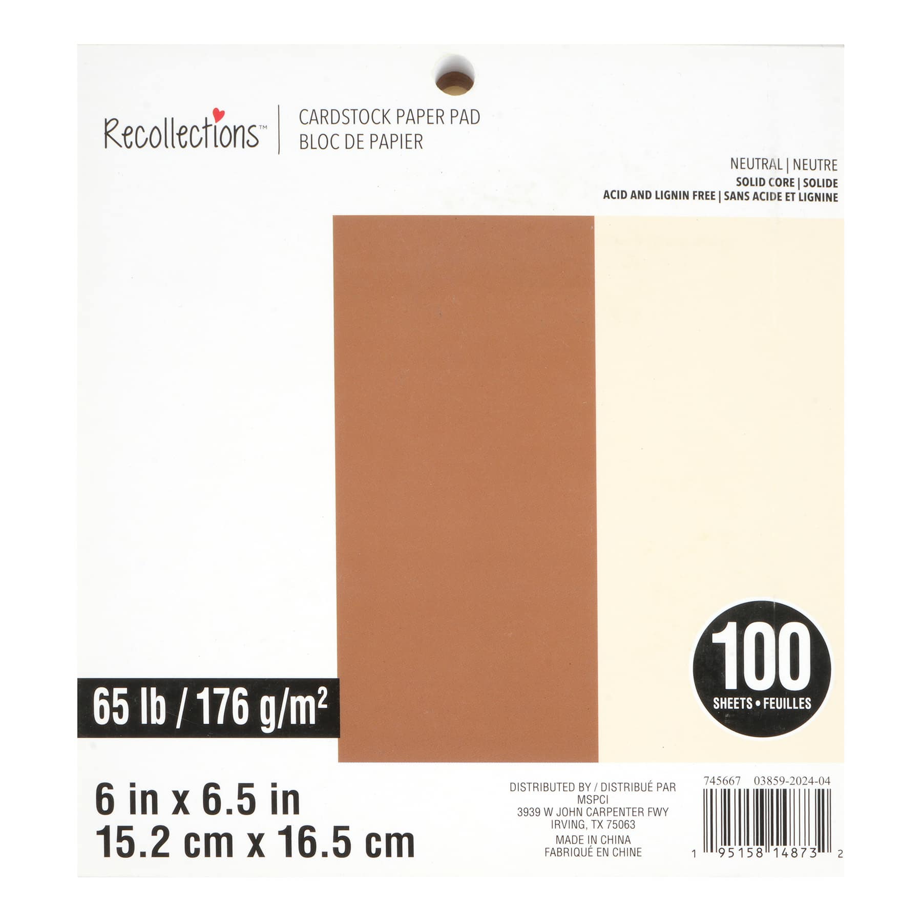 6&#x22; x 6.5&#x22; Neutral 65lb. Cardstock Paper Pad by Recollections&#x2122;, 100 Sheets