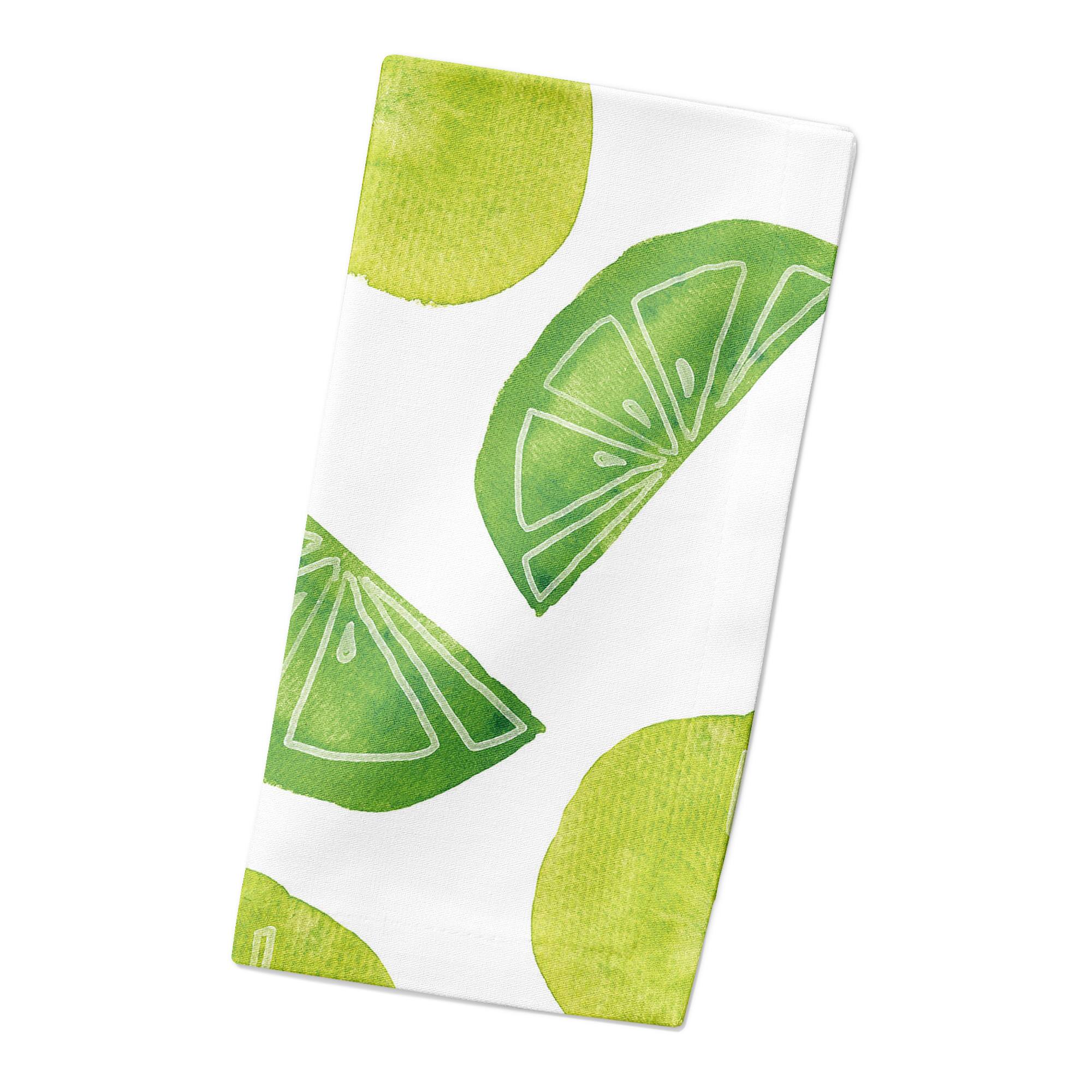 Lime Citrus Pattern 10&#x22; x 10&#x22; Cotton Twill Napkin