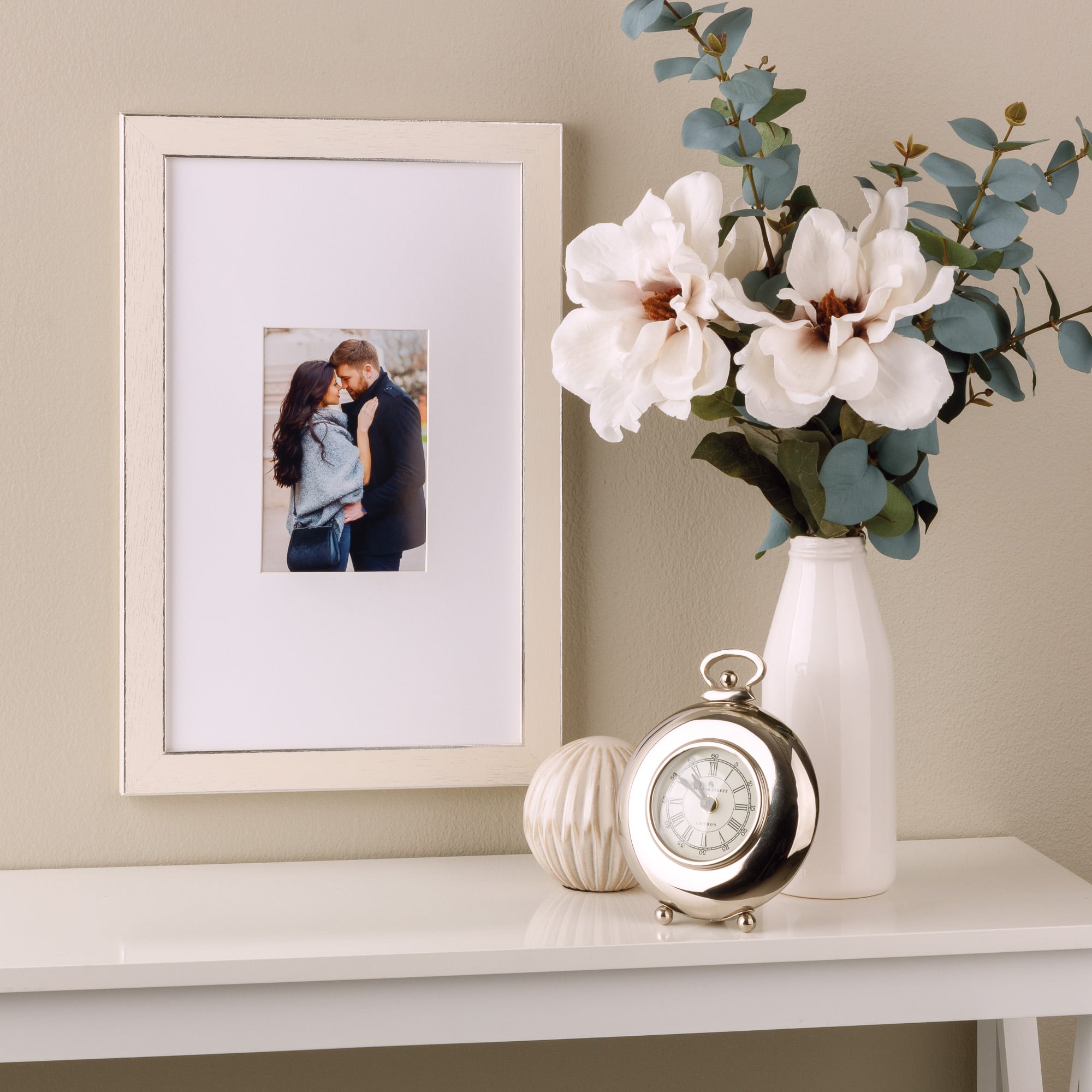 White &#x26; Silver 5&#x22; x 7&#x22; Frame with Mat, Gallery by Studio D&#xE9;cor&#xAE;