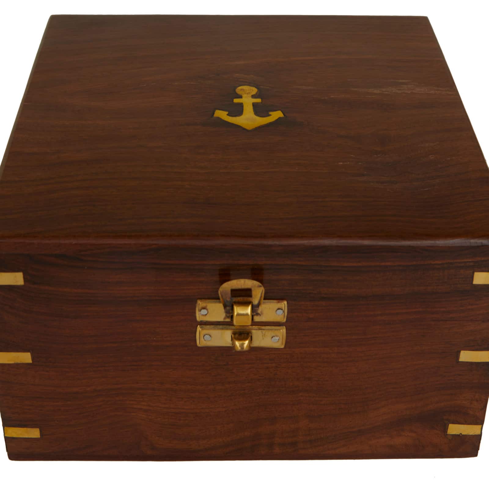 Gold Brass Sextant Compass with Decorative Box Set