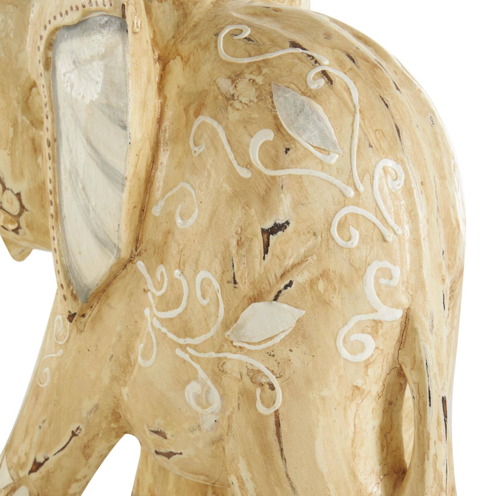 Light Brown Wood Elephant Handmade Sculpture Set, 3ct.