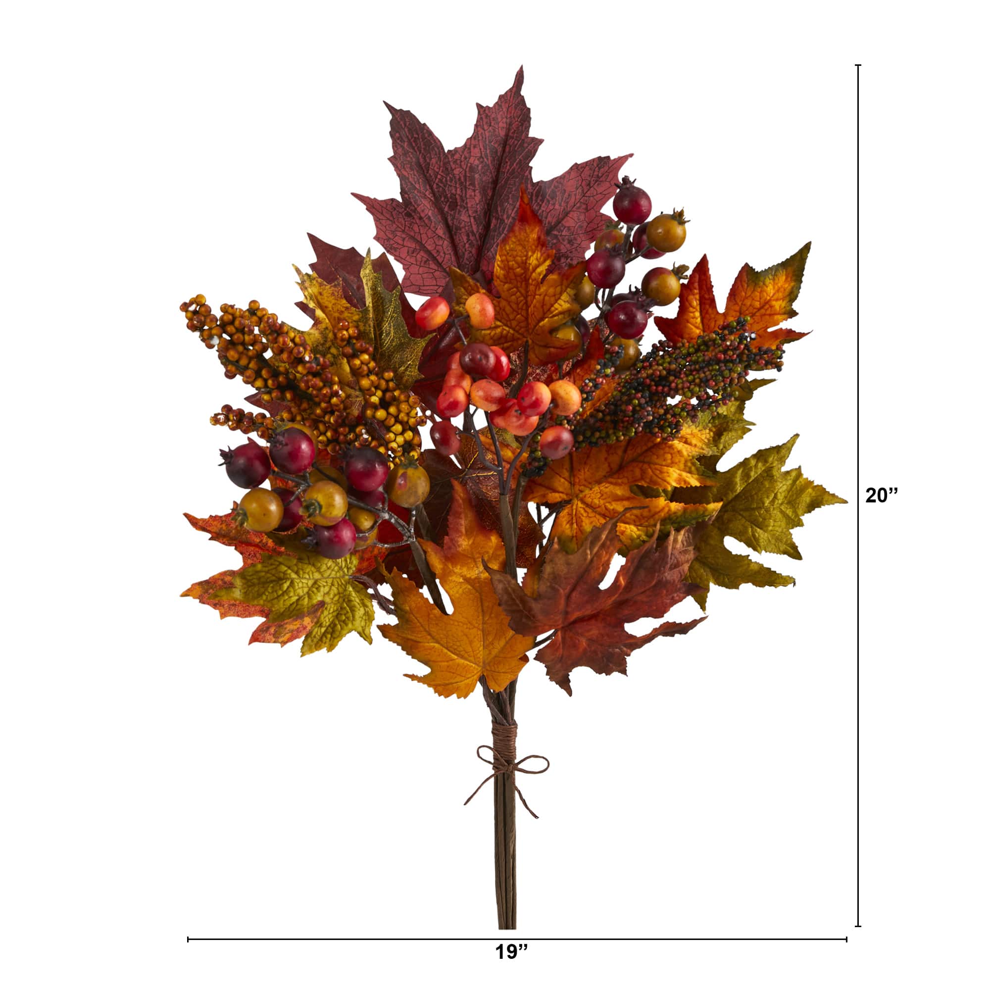 20&#x22; Maple Leaf &#x26; Berries Bush, 3ct.