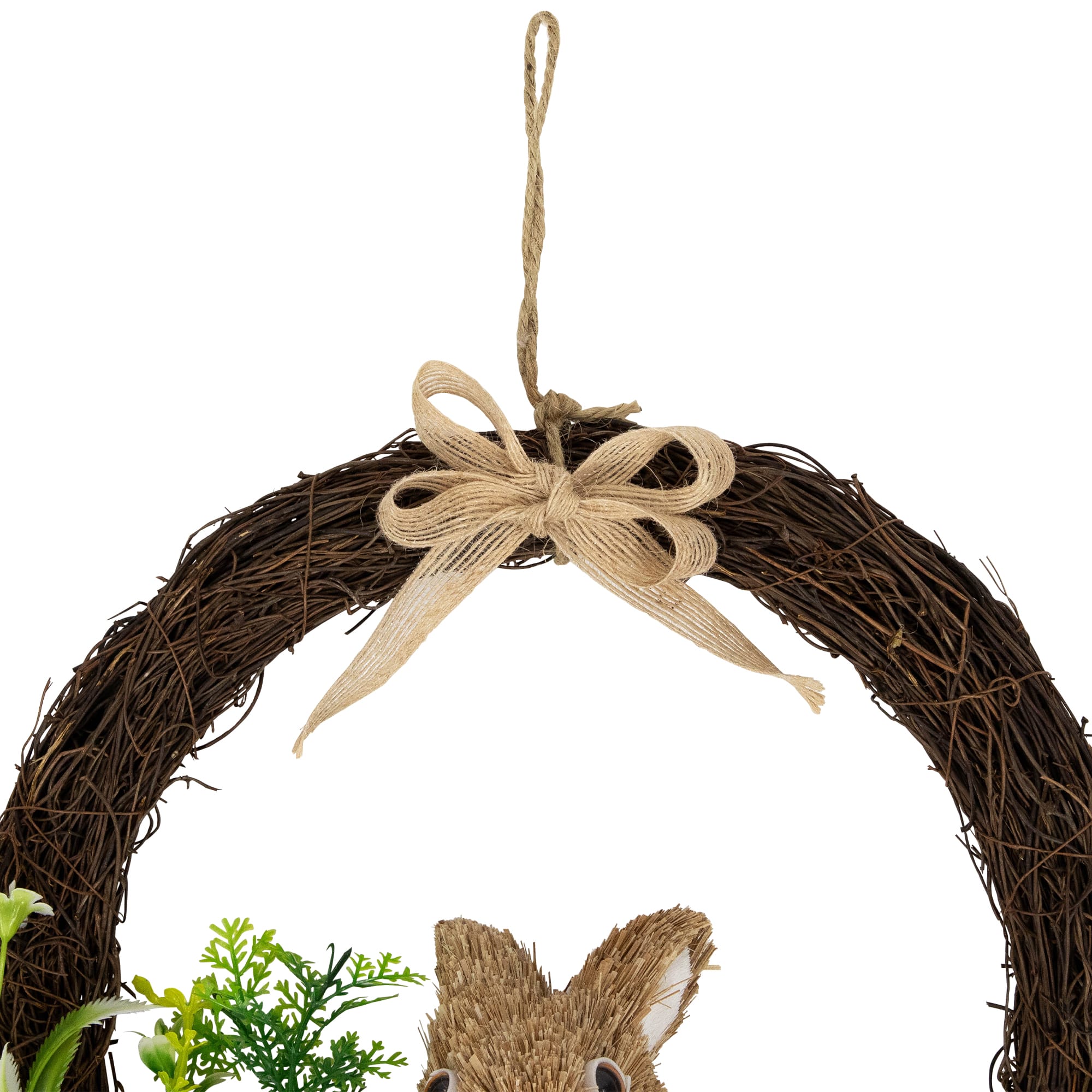 12" Floral Grapevine Spring Easter Wreath with Rabbit