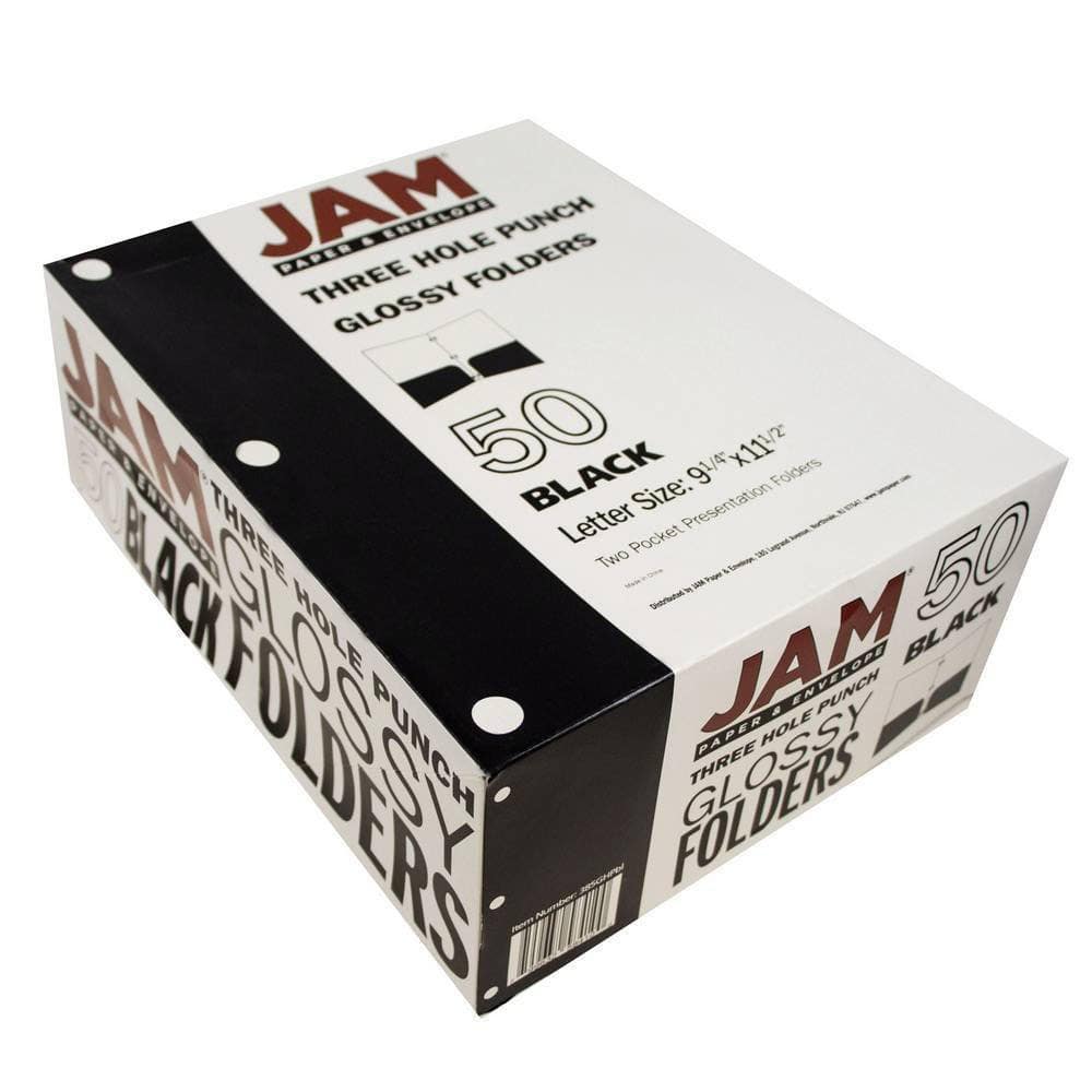JAM Paper Laminated 2-Pocket Glossy 3-Hole Punch School Folders, 6ct.