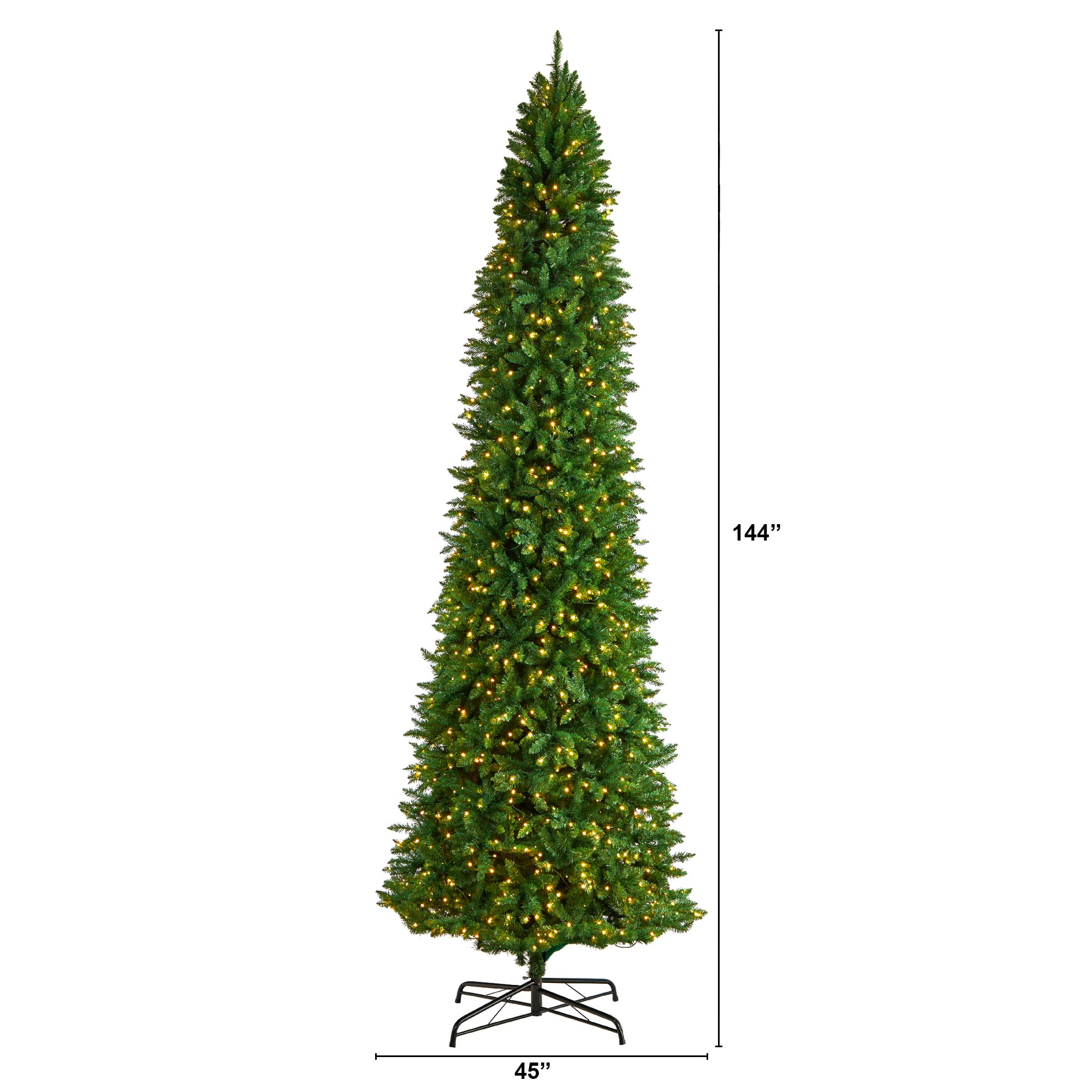 12ft. Pre-Lit Slim Green Mountain Pine Artificial Christmas Tree, Clear ...