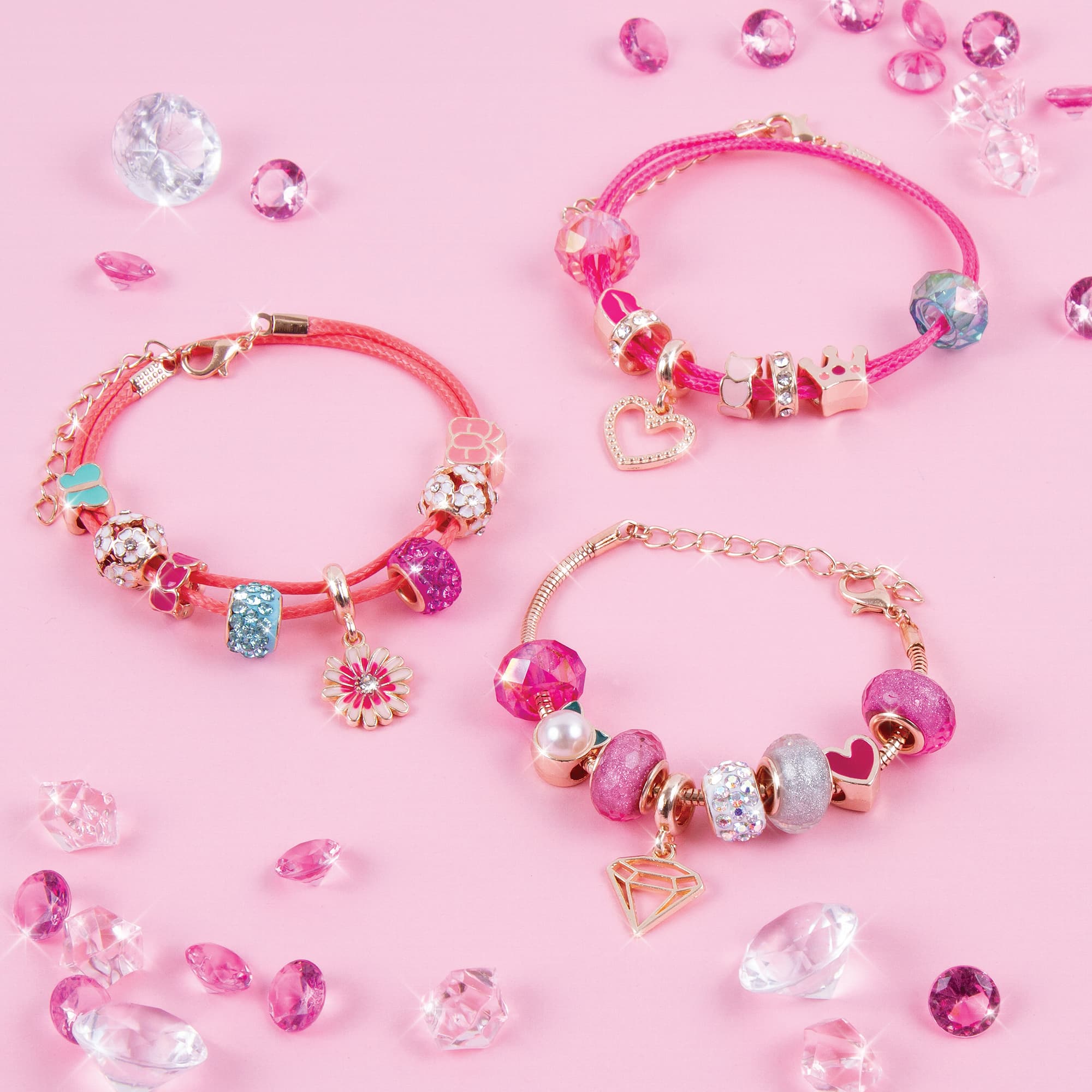 8 Pack: Make It Real™ Think Pink Halo Charms Bracelets Kit