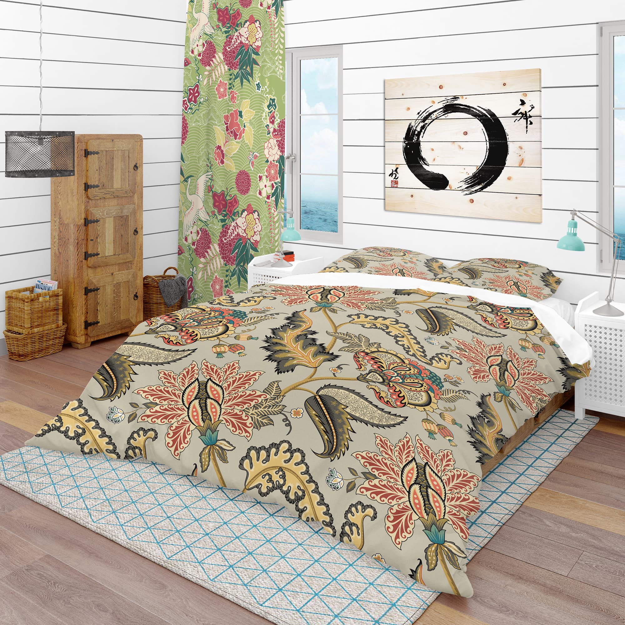 Designart &#x27;Vintage Indian Floral Pattern&#x27; Tropical Bedding Set - Duvet Cover &#x26; Shams