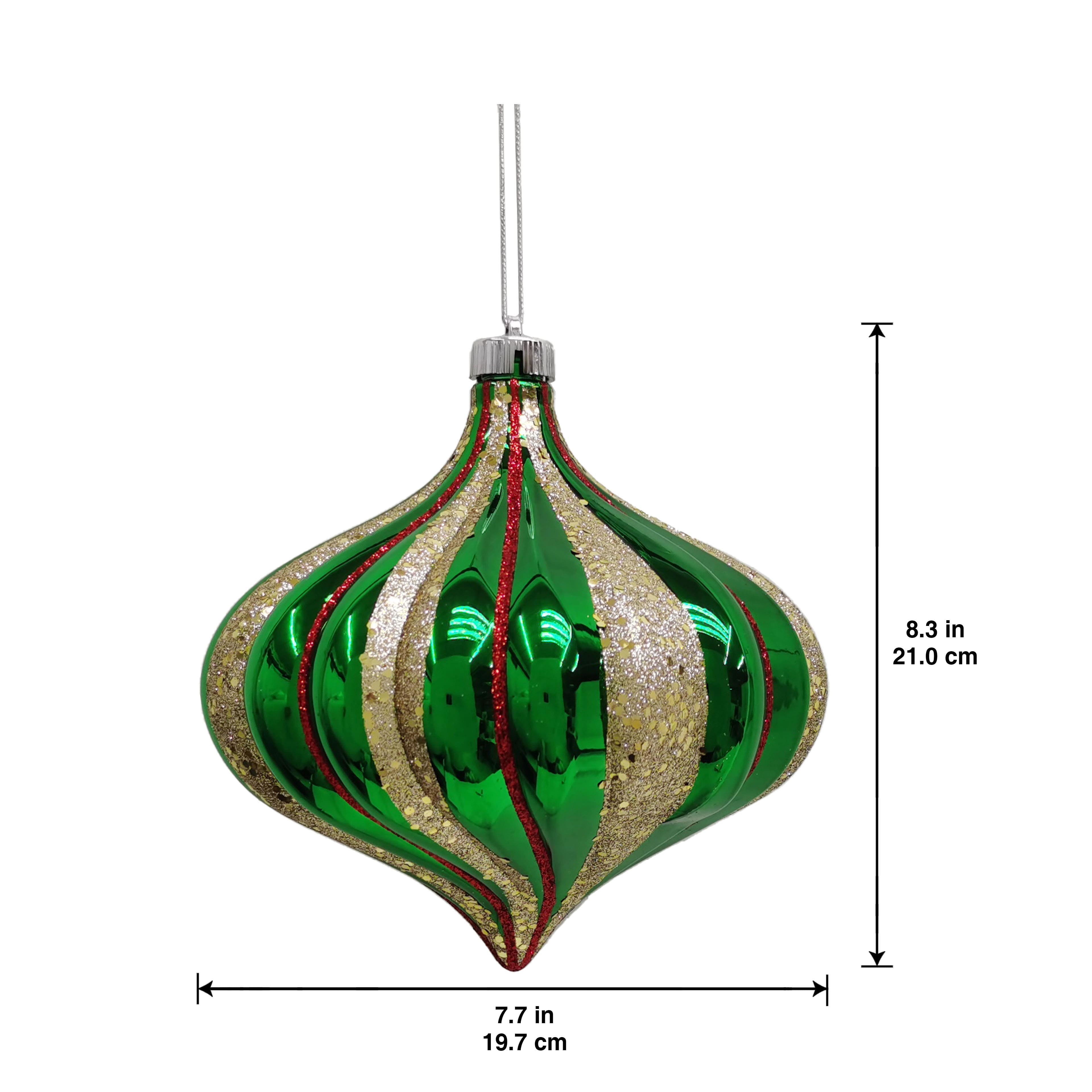 8.25&#x22; Green &#x26; Gold Glitter Jumbo Onion Ornament by Ashland&#xAE;