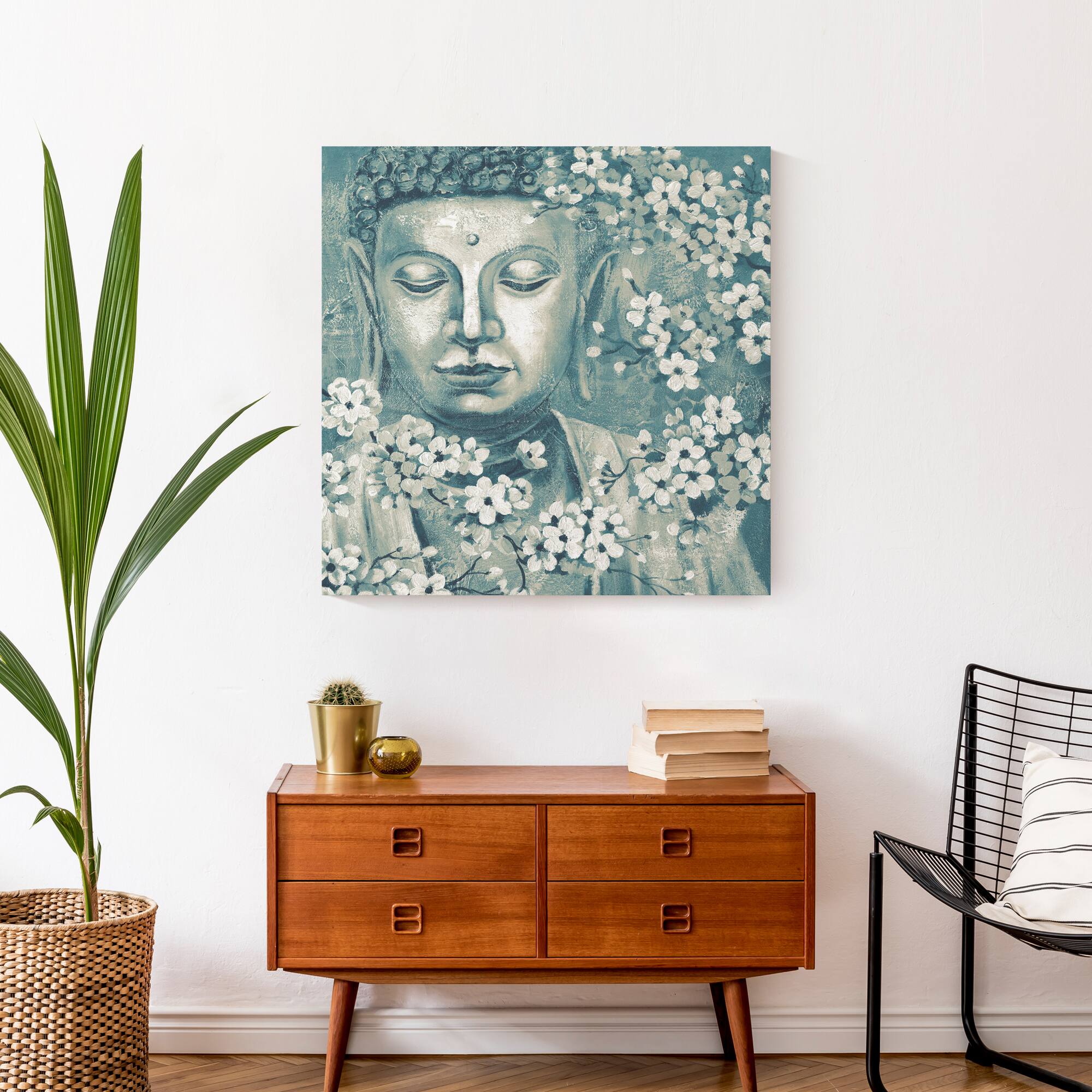 Teal & Cream Buddha Canvas Wall Art