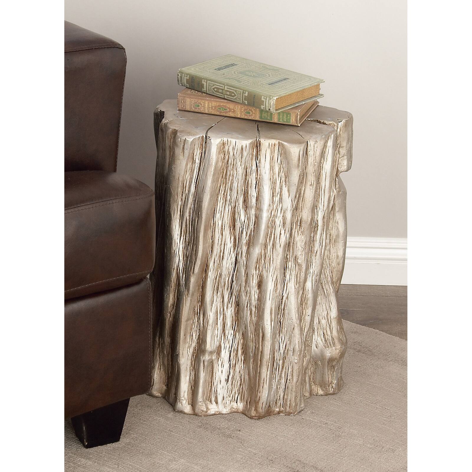 19" Gold Fiberglass Eclectic Footstool