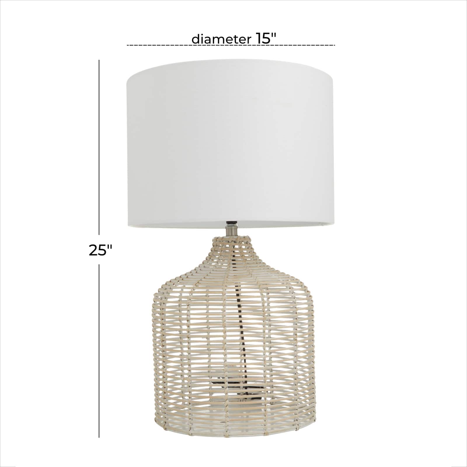 Beige Linen Coastal Table Lamp, 25&#x22; x 15&#x22; x 15&#x22;
