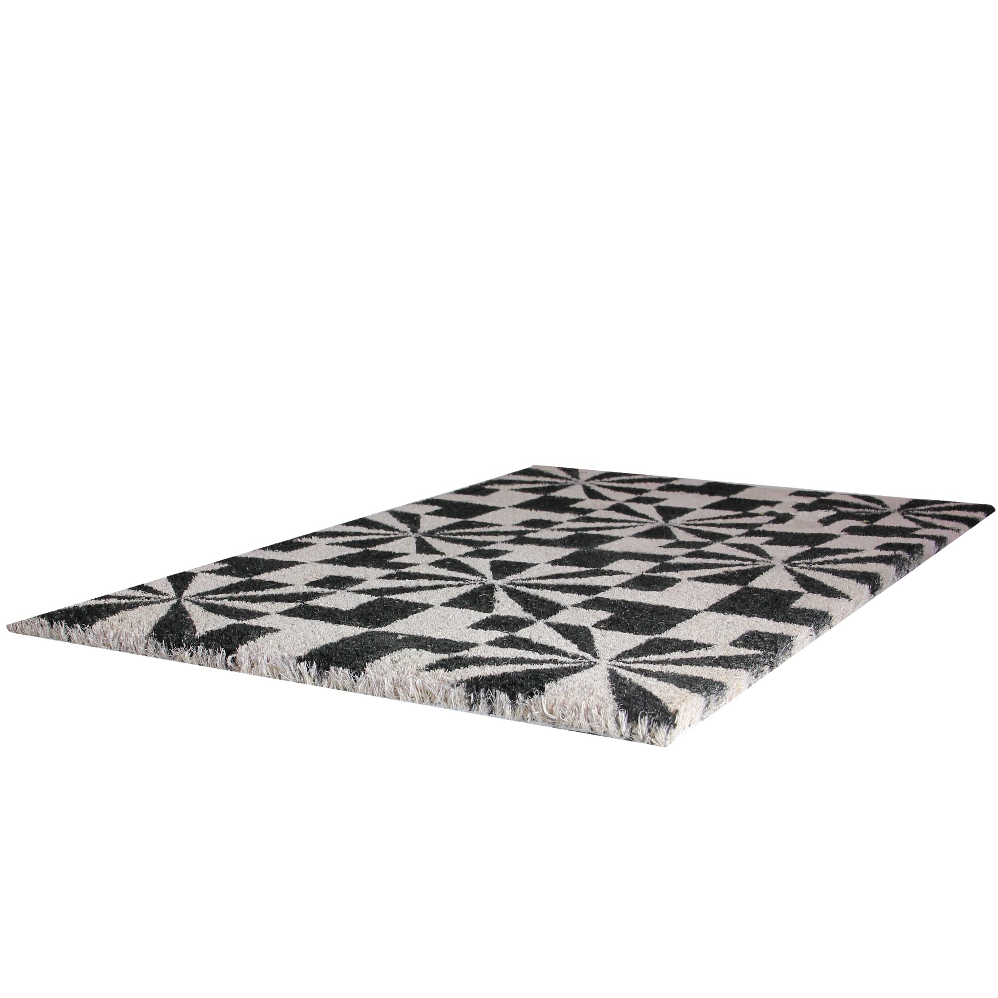 Black and Pale Pink Abstract Coir Outdoor Rectangular Door Mat 29.5&#x22; x 17.75&#x22;