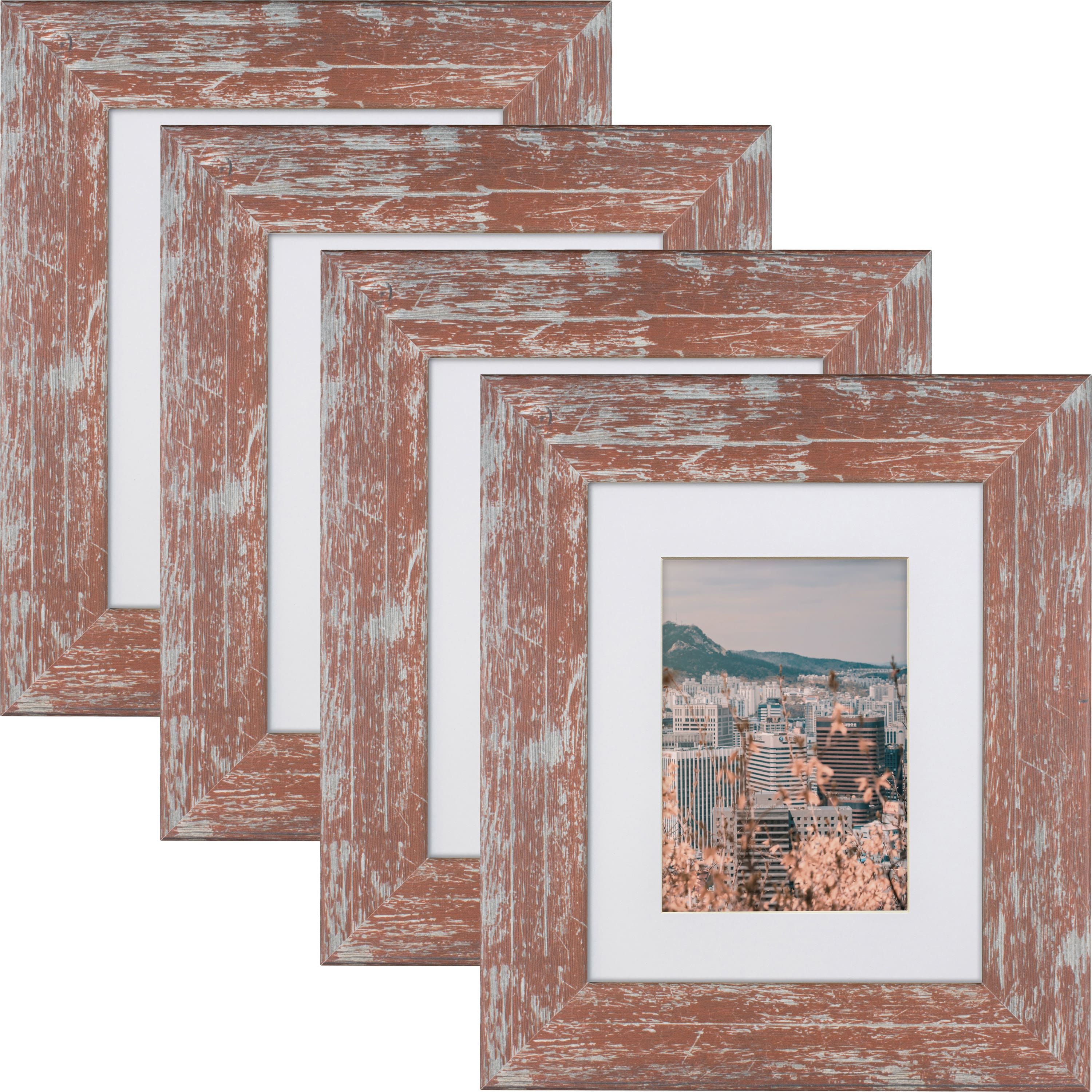 4 Pack Craig Frames American Barn Red Picture Frame with Mat