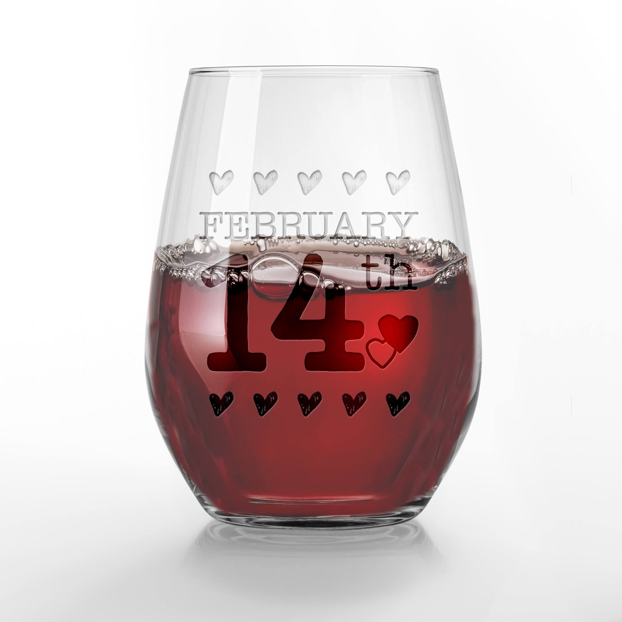 15oz. February 14th Engraved Stemless Wine Glass