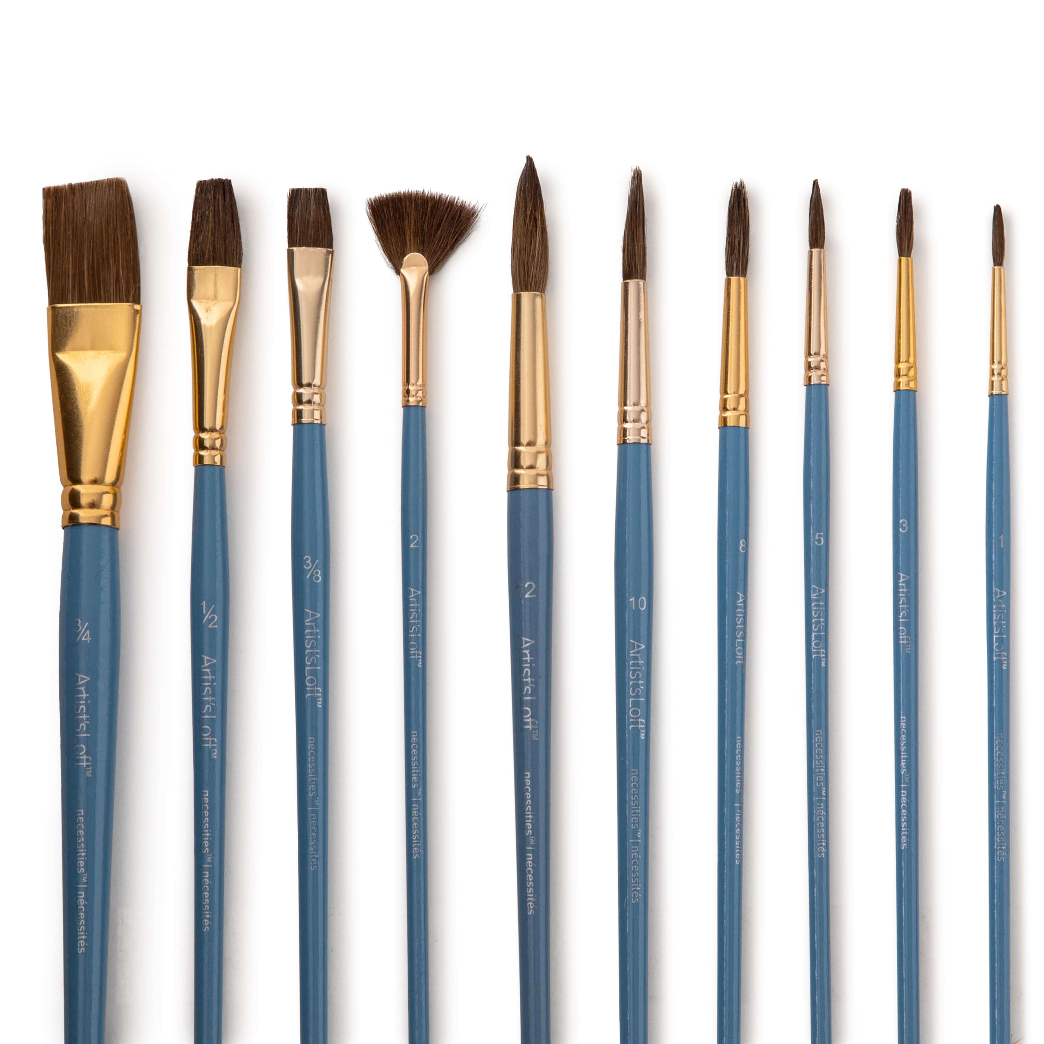 12 Packs: 10 ct. (120 total) Necessities&#x2122; Brown Synthetic Brush Set by Artist&#x27;s Loft&#x2122;
