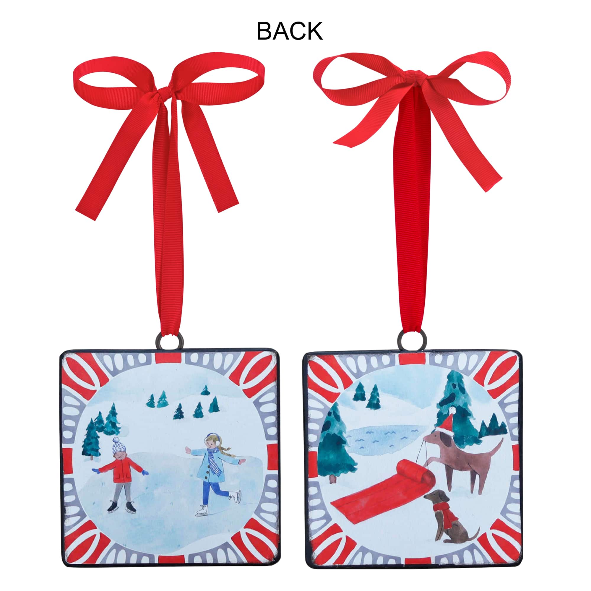 Sledding & Christmas Tree Ornament Set