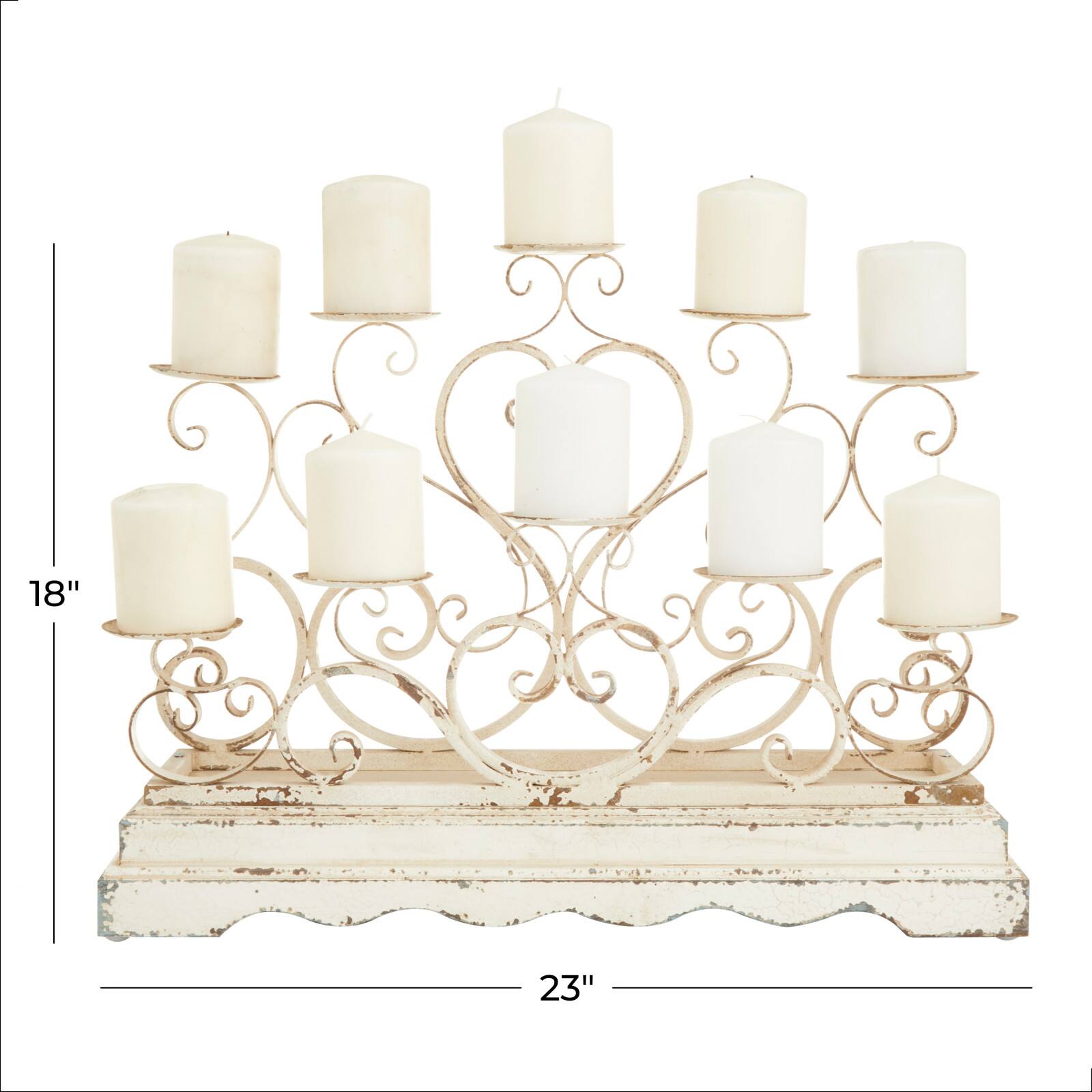 White Iron French Country Candelabra, 18&#x22; x 23&#x22; x 8&#x22;
