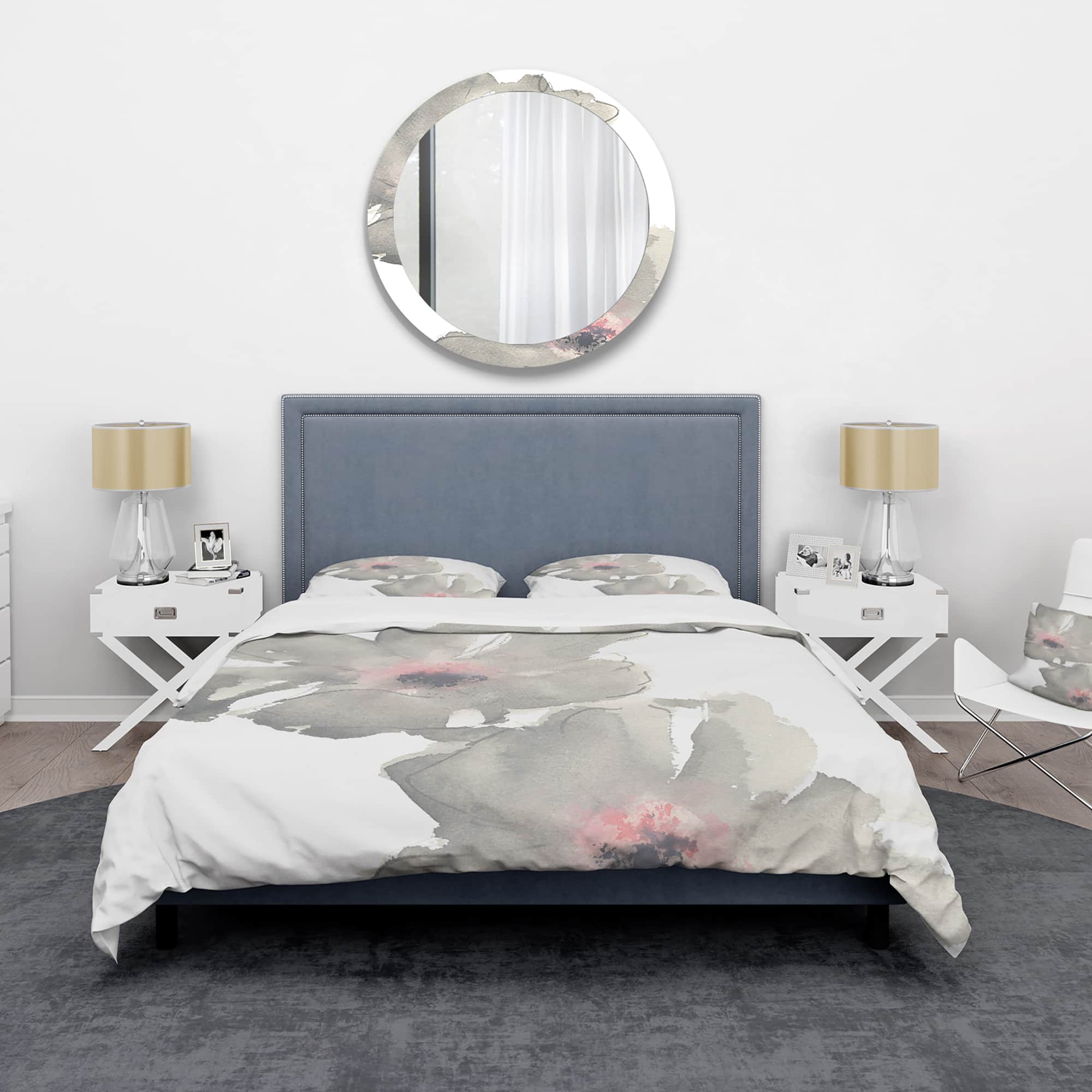 Designart &#x27;Shabby Gray Blush Cosmo II&#x27; Shabby Bedding Set - Duvet Cover &#x26; Shams