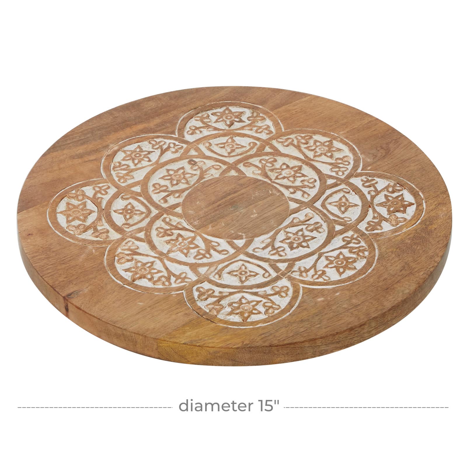 Brown Wood Country Cottage Lazy Susan Cake Stand, 2&#x22; x 14&#x22; x 14&#x22;