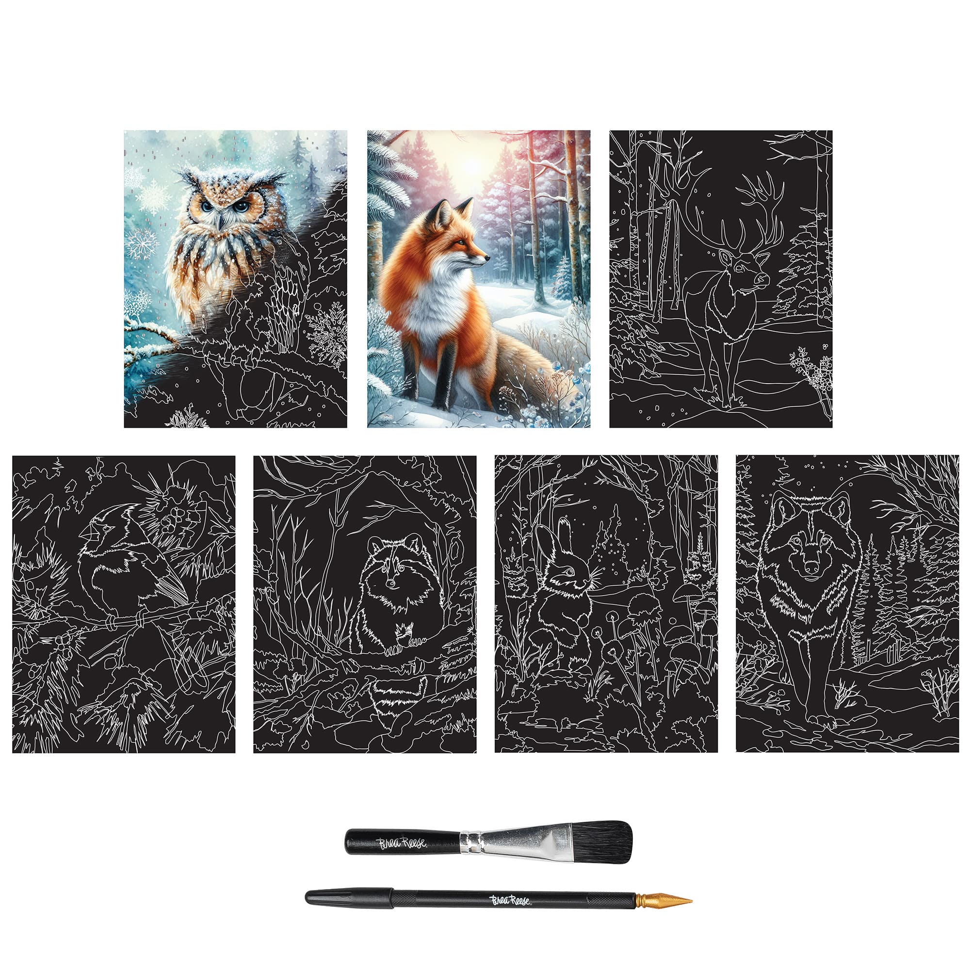 Brea Reese&#x2122; 6&#x22; x 8&#x22; Winter Woodlands Scratch Art Paper Pad