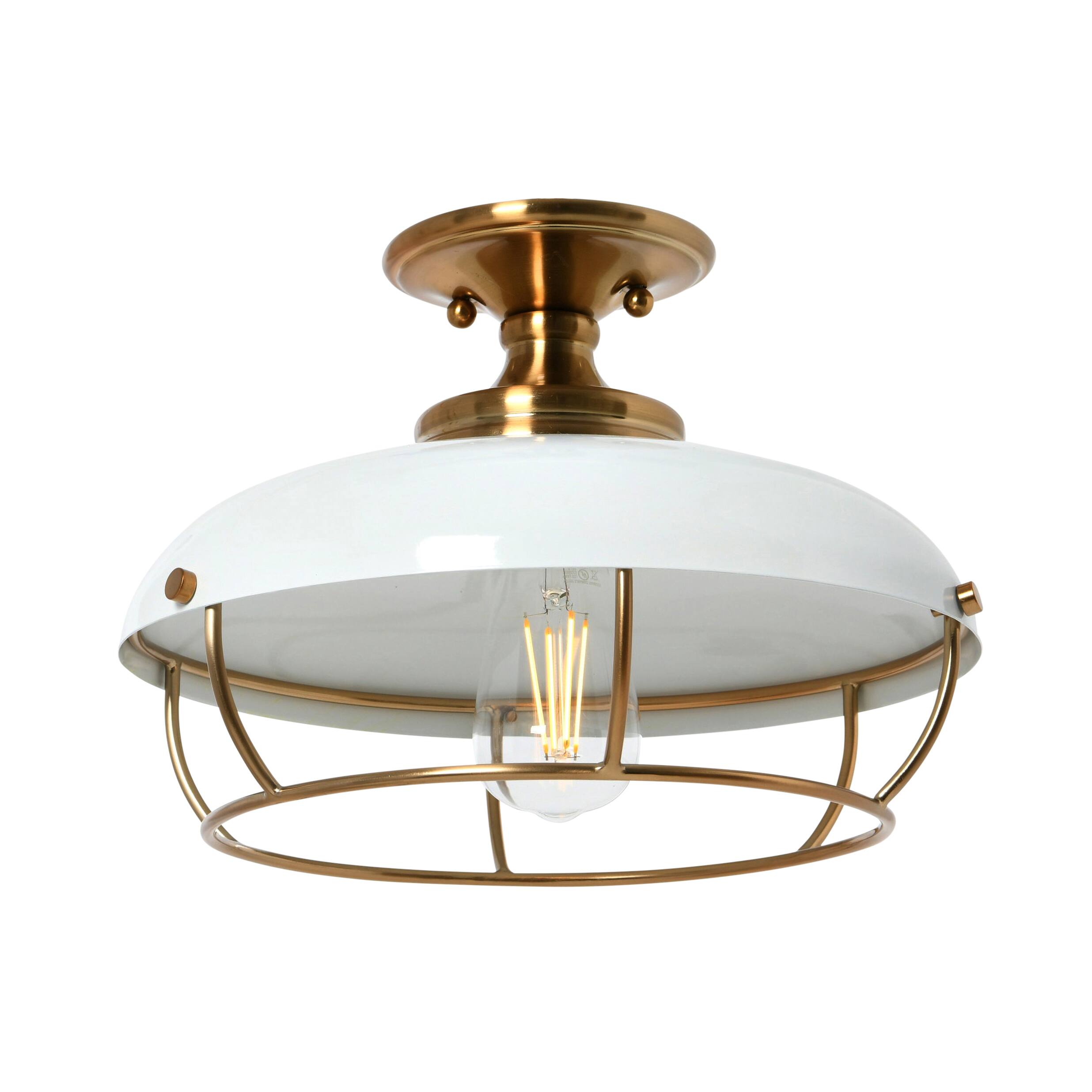 Hello Honey&#xAE; 13&#x22; Wide Caged Dome Metal Semi-Flush Mount Ceiling Light