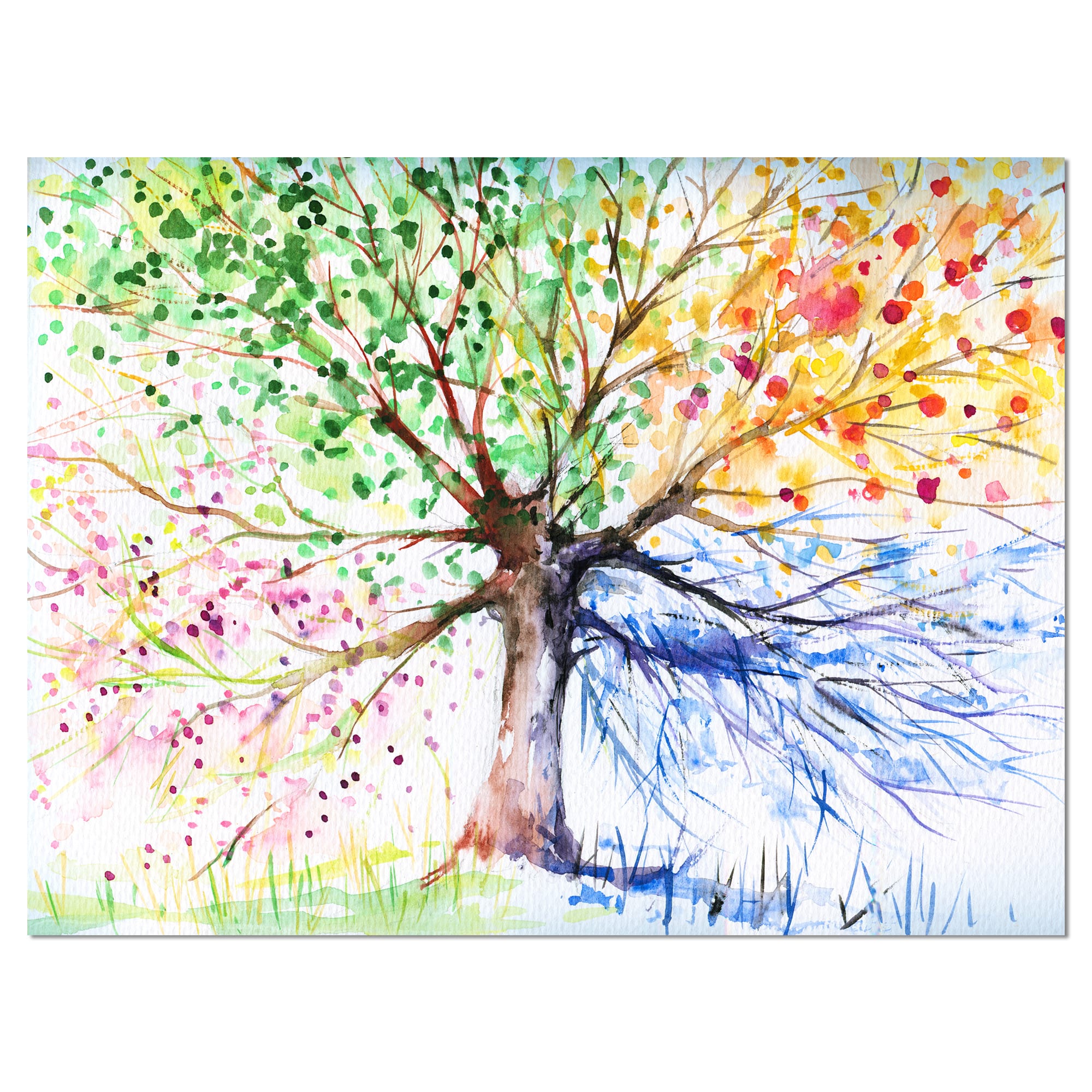 Designart - Four Seasons Tree - Floral Art Canvas Print