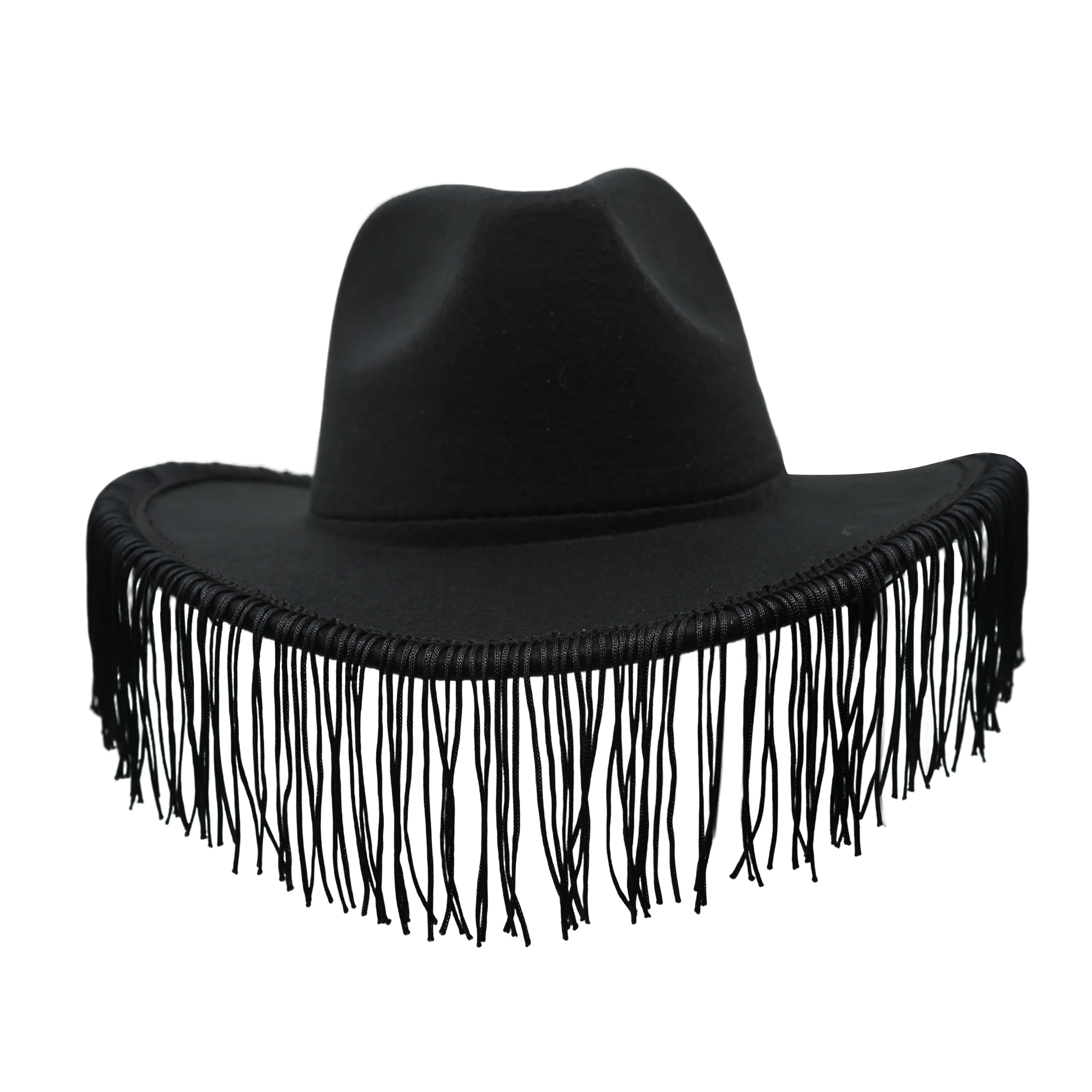 Black Cowboy Hat with Fringe by Celebrate It&#x2122;