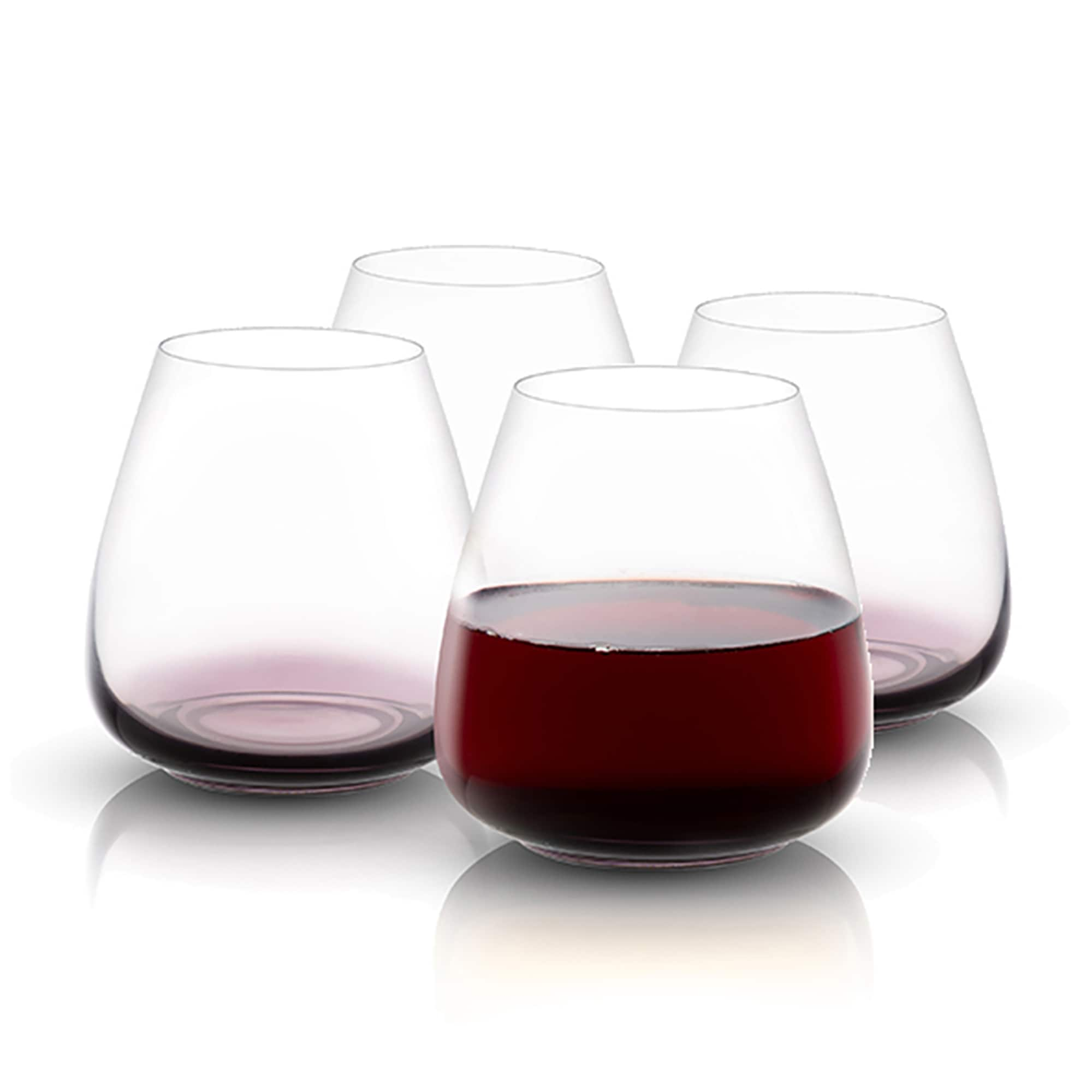 JoyJolt Black Swan Crystal Stemless Red Wine Glass Set 18.2 oz