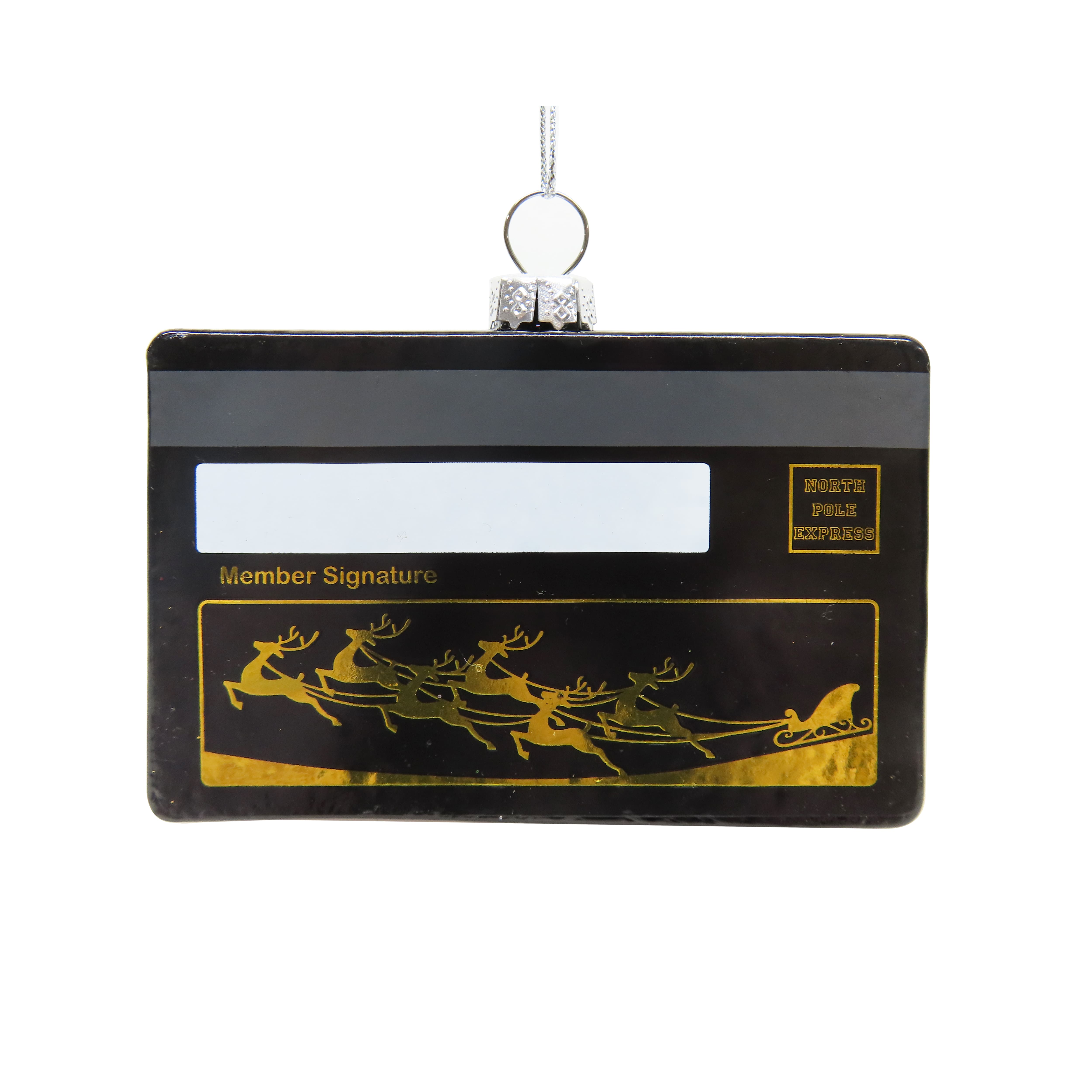 3.5&#x22; Black North Pole Express Credit Card Glass Ornament by Ashland&#xAE;