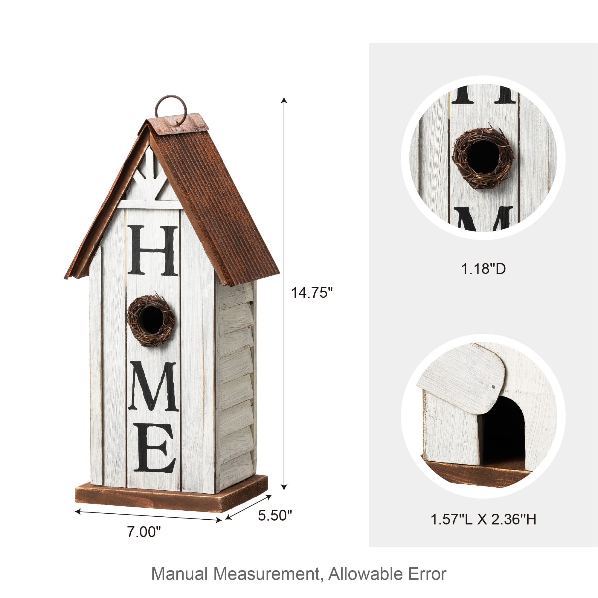 Glitzhome&#xAE; 14.75&#x22; Distressed Wood HOME Birdhouse