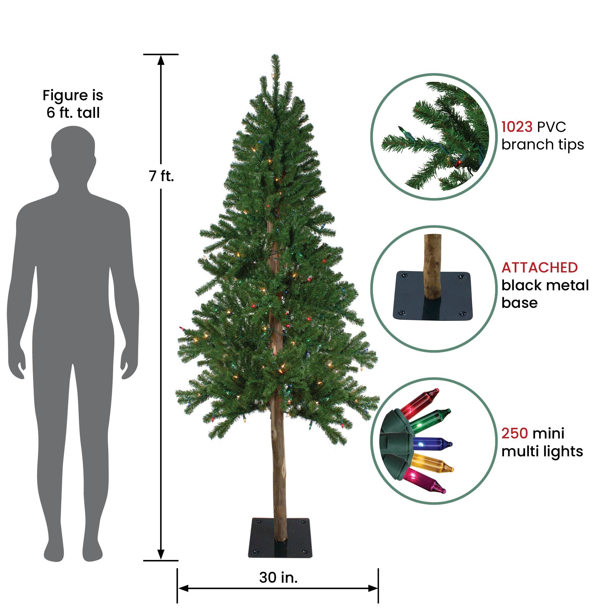 7ft. Pre-Lit Alpine Artificial Christmas Tree, Multicolor Lights