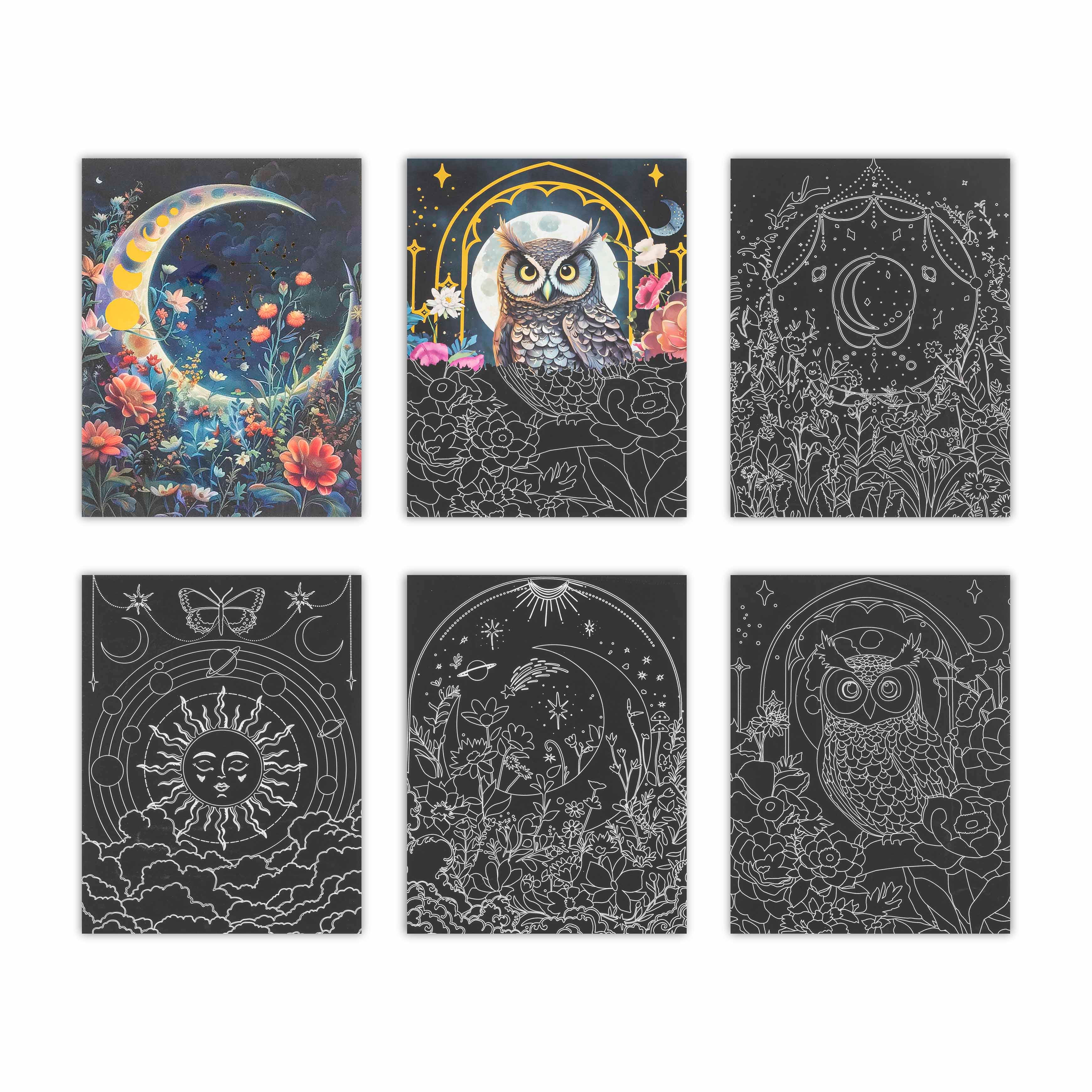 Brea Reese&#x2122; 9&#x22; x 12&#x22; Moonlit Garden Scratch Art Paper Pad