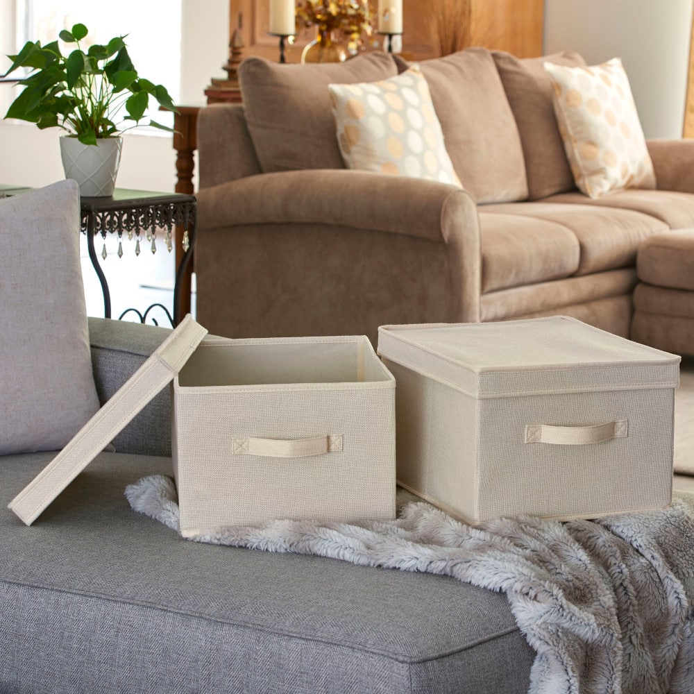 Household Essentials Fabric Storage Bin with Lid, 2ct.